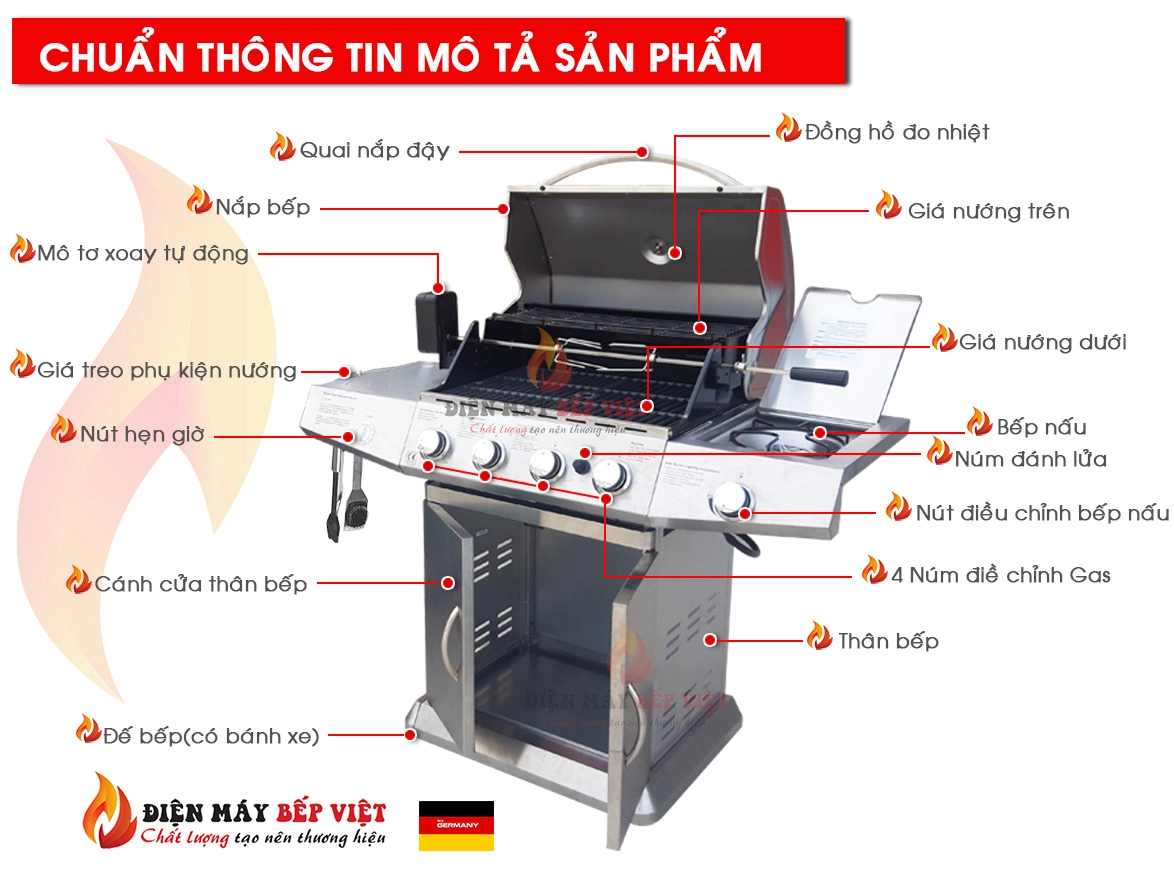 Bếp nướng Gas cao cấp BBQ Grill KS-14074 (4+1)