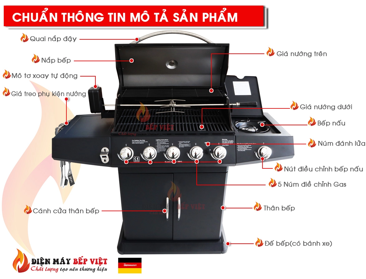 Bếp Nướng Gas cao cấp BBQ Grill KS14075 ( 5+1)