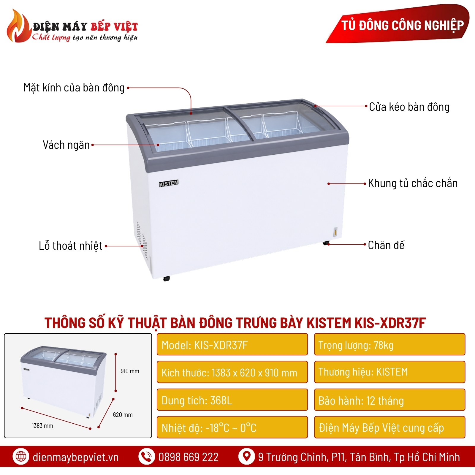 Bàn Đông Trưng Bày Kistem KIS-XDR37F