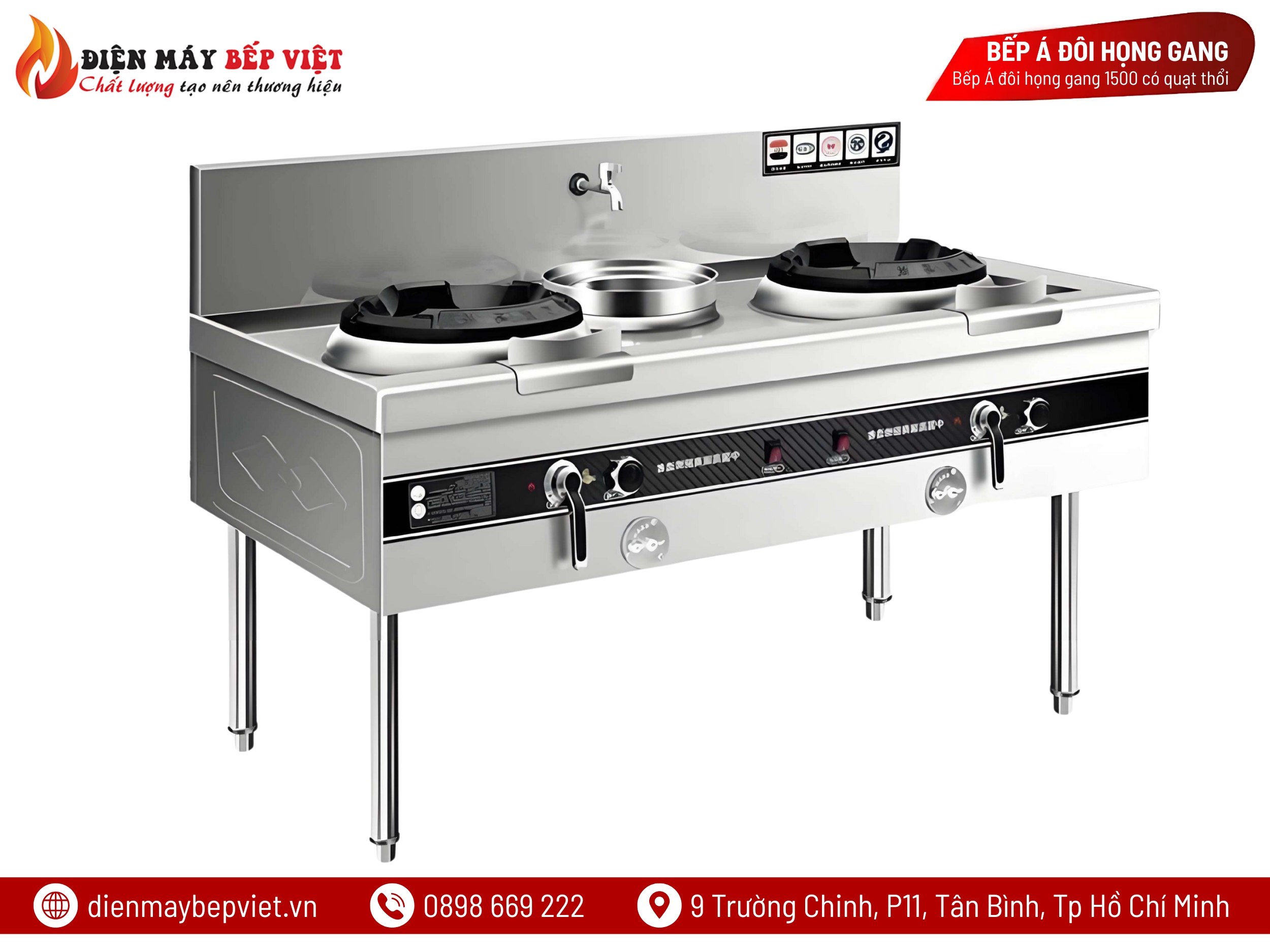 Bếp Á Đôi Họng Gang 1500 Có Quạt Thổi
