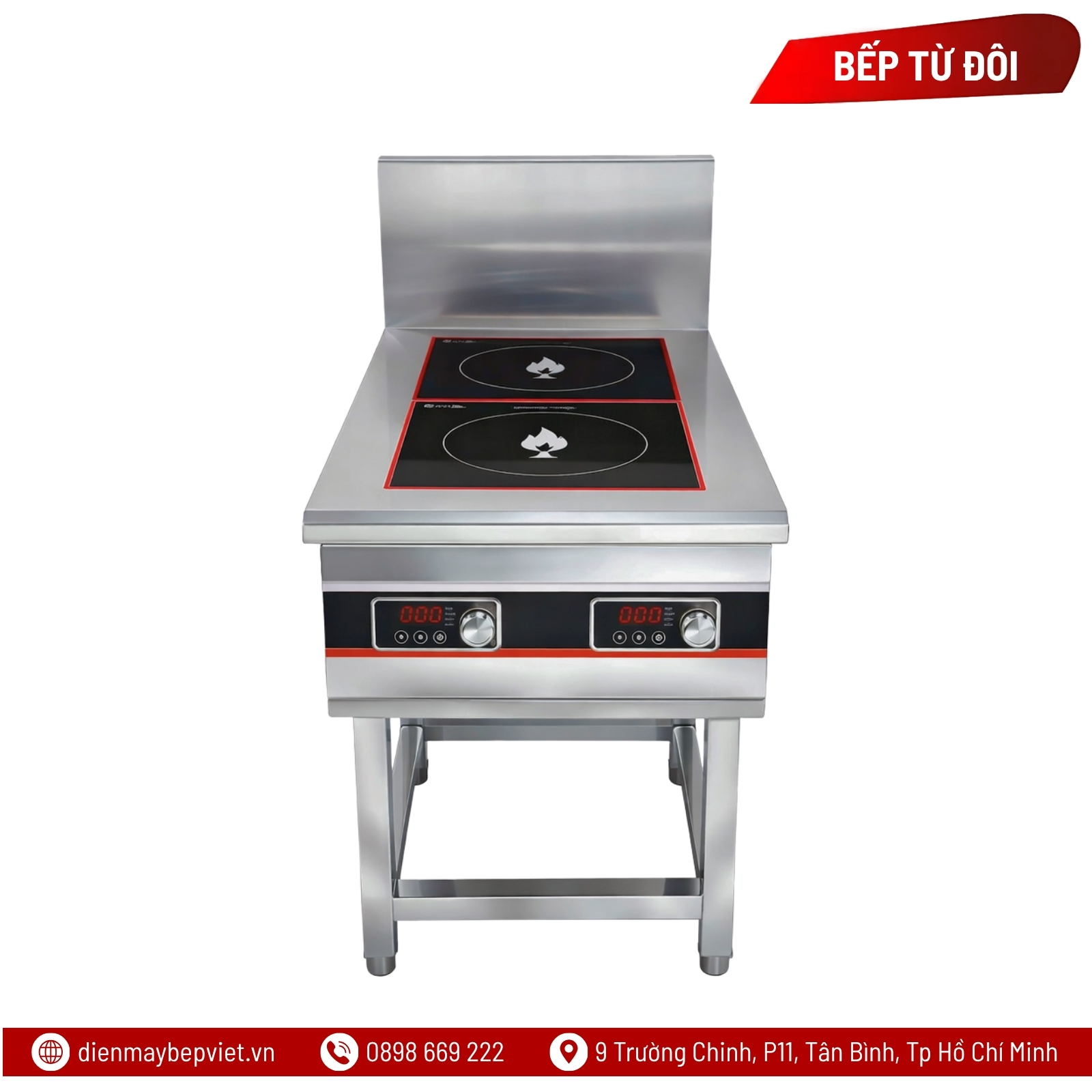 Bếp Âu 2 Điện Từ 3.5kW Chiều Dọc Chân Cao