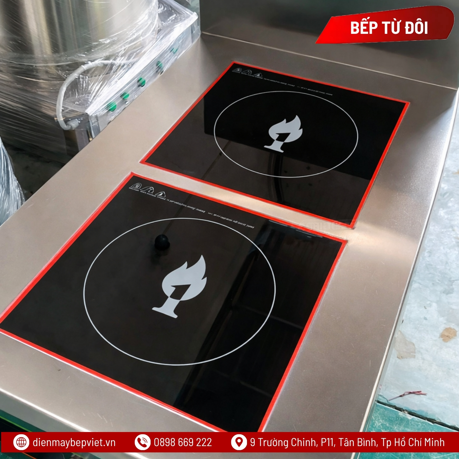 Bếp Âu 2 Điện Từ 3.5kW Chiều Dọc Chân Cao