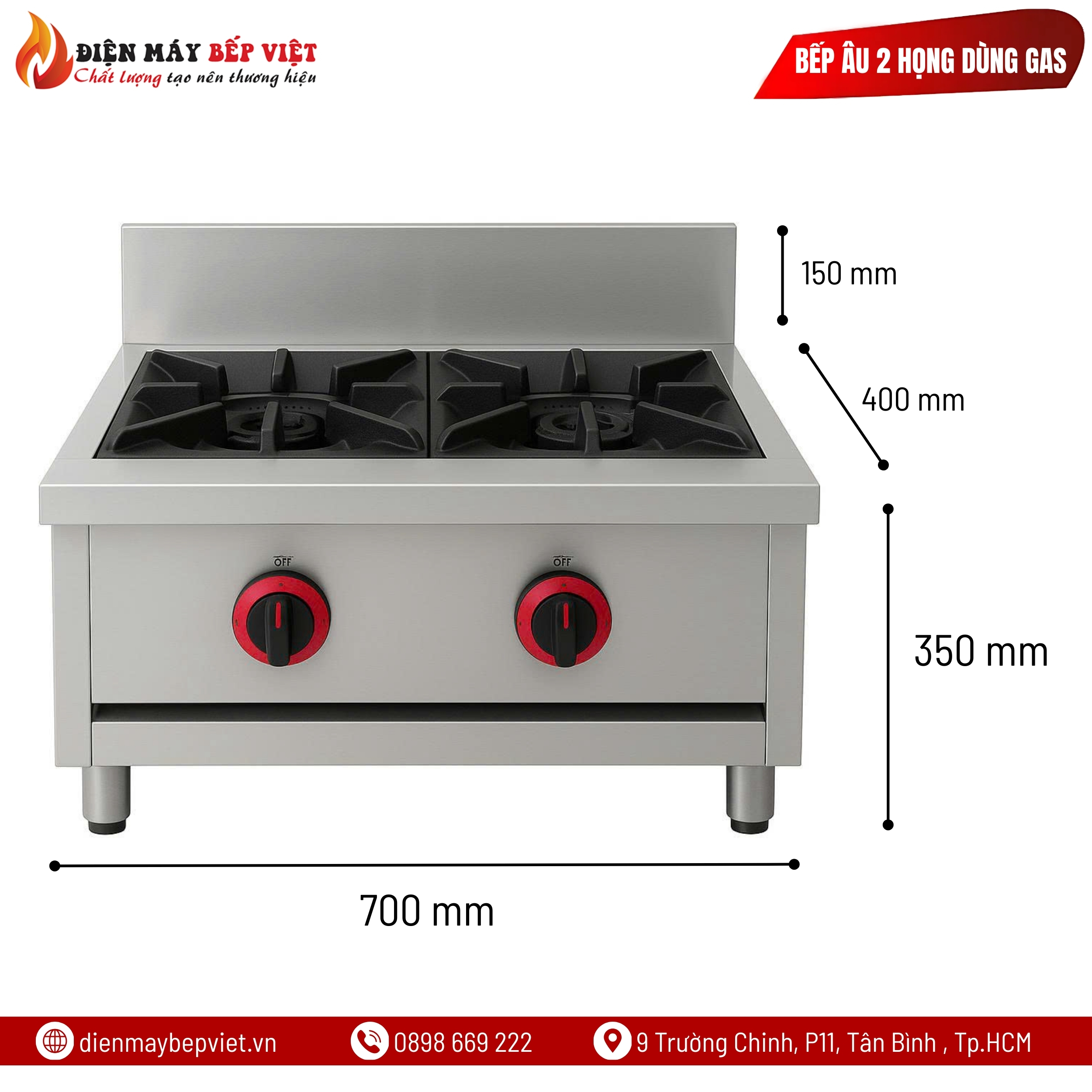 Bếp Âu 2 Họng Dùng Gas