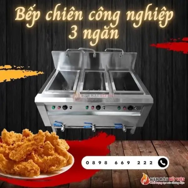 Bếp Chiên Công Nghiệp 3 Ngăn