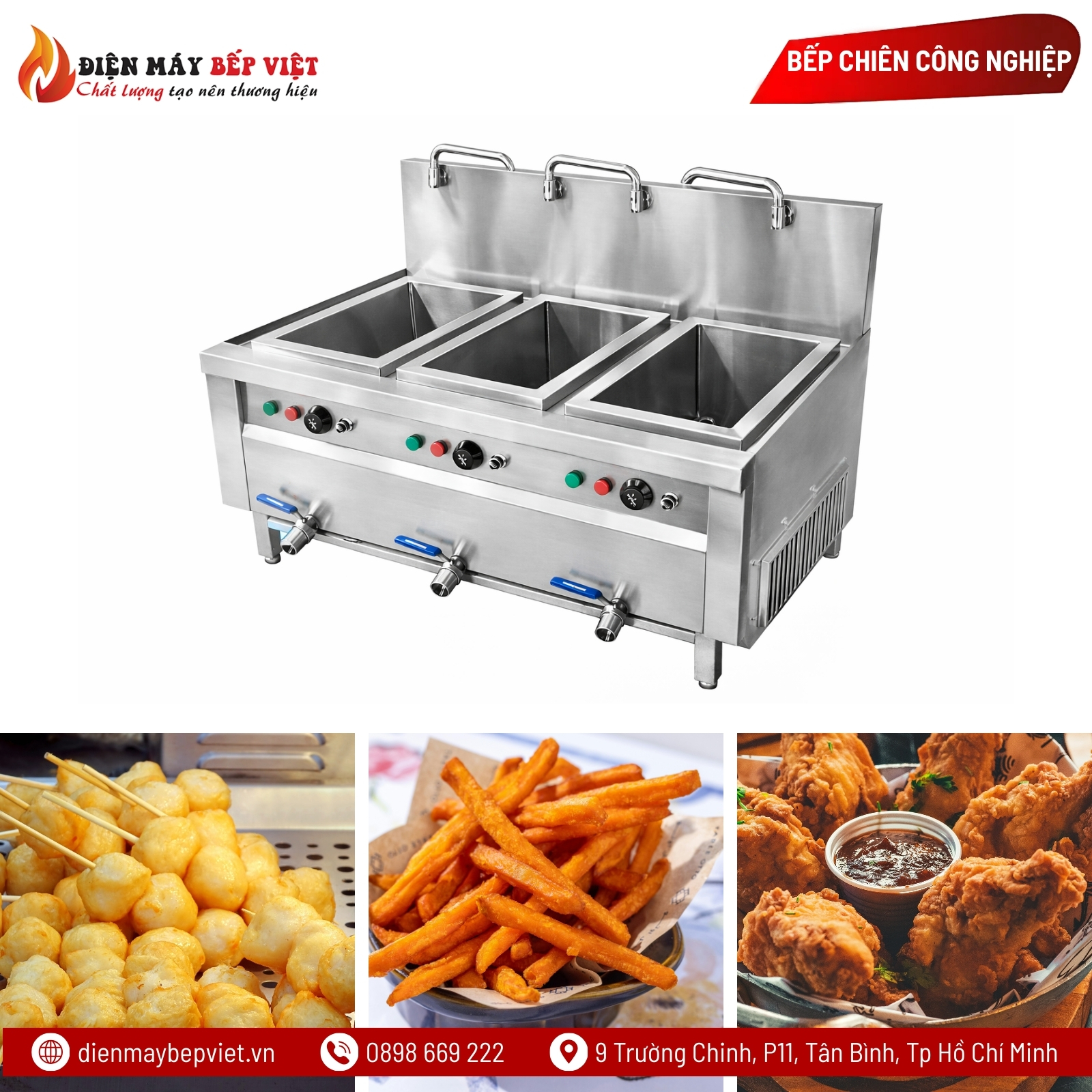 Bếp Chiên Điện Công Nghiệp 3 Ngăn