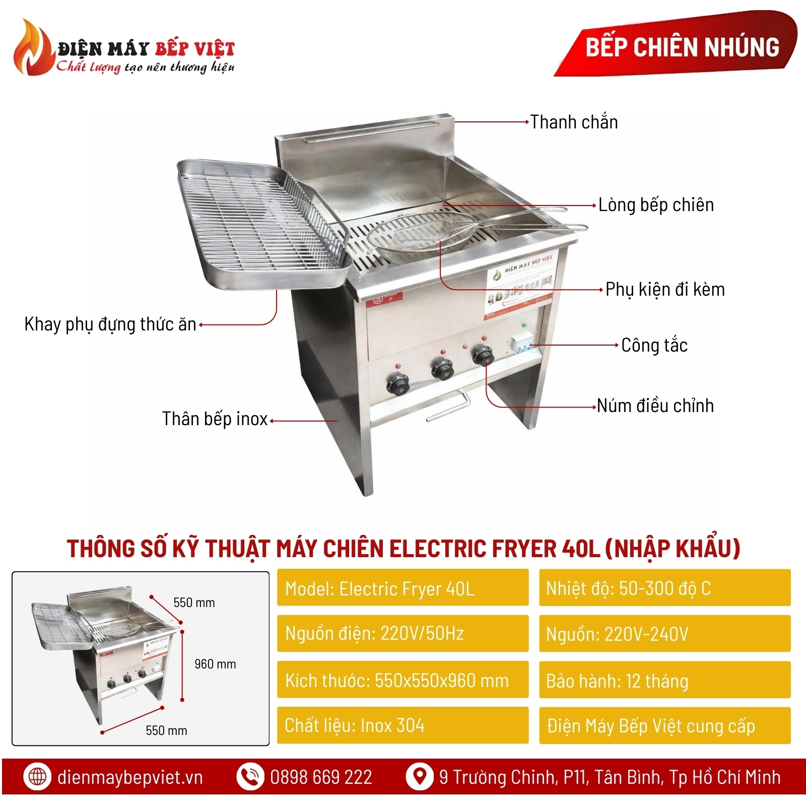 Bếp Chiên Electric Fryer 40L (Nhập Khẩu)