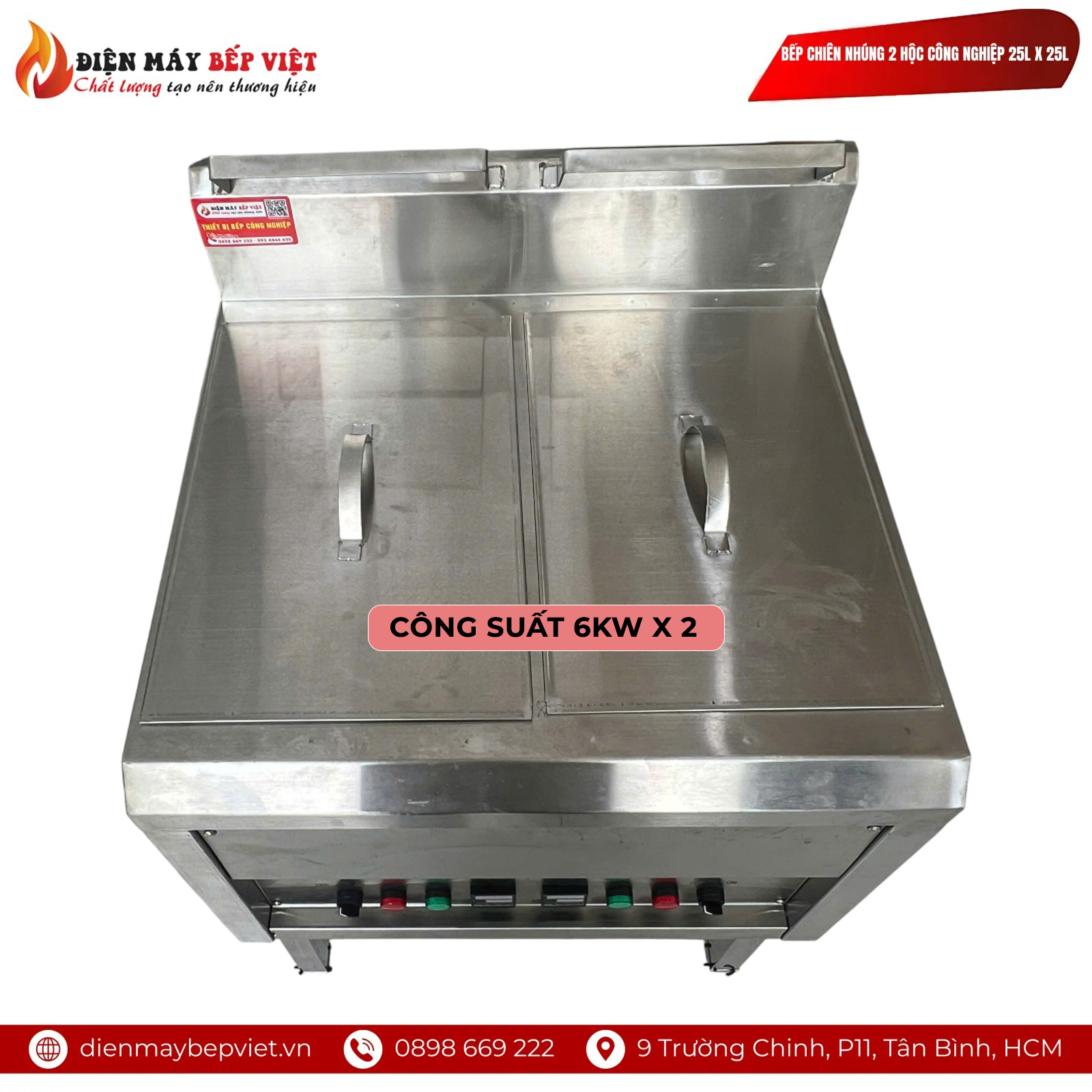 Bếp Chiên Nhúng 2 Hộc Công Nghiệp 25L x 25L
