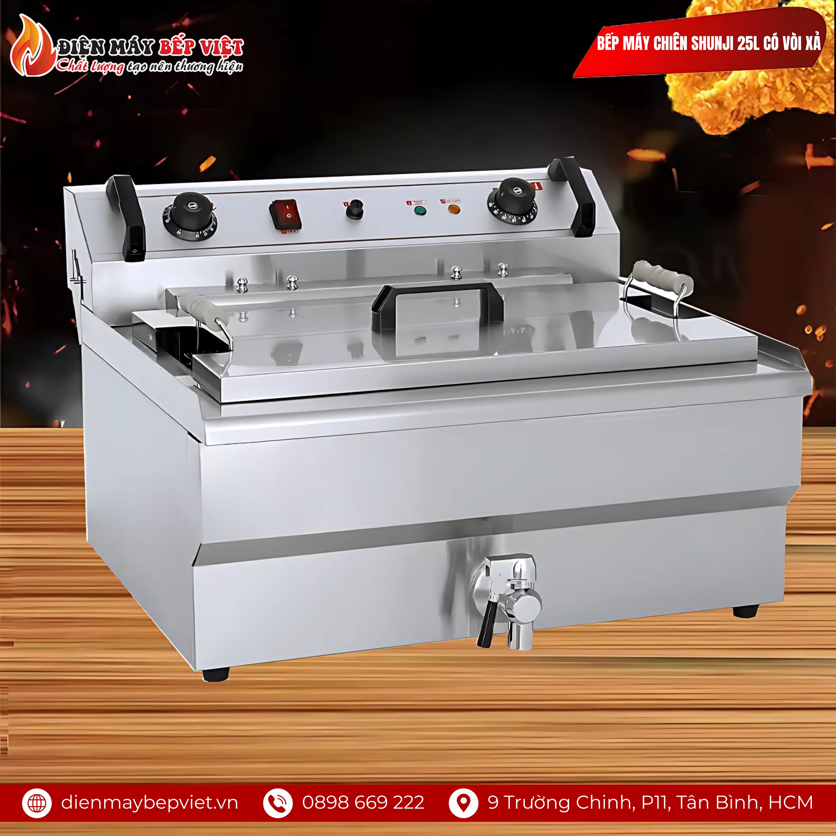 Bếp Chiên Nhúng Shunji 25L Có Vòi Xả
