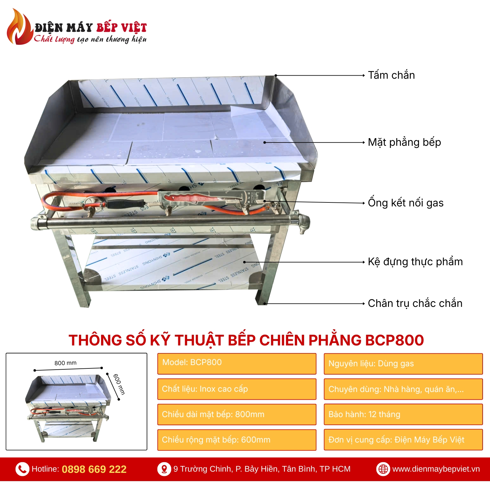 Bếp Chiên Phẳng BCP800