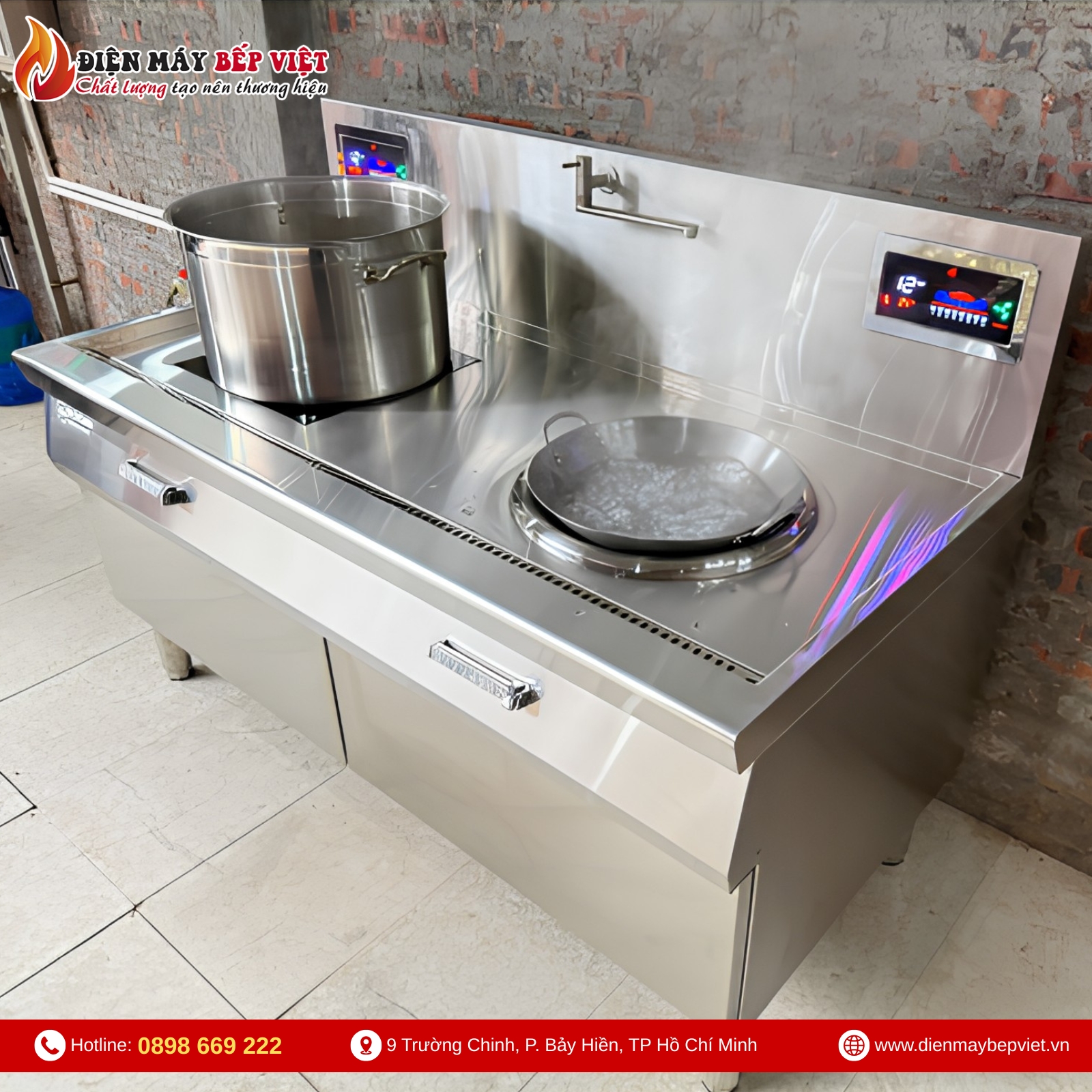 Bếp Đôi Điện Từ 1 Họng Phẳng 1 Họng Lõm BV12