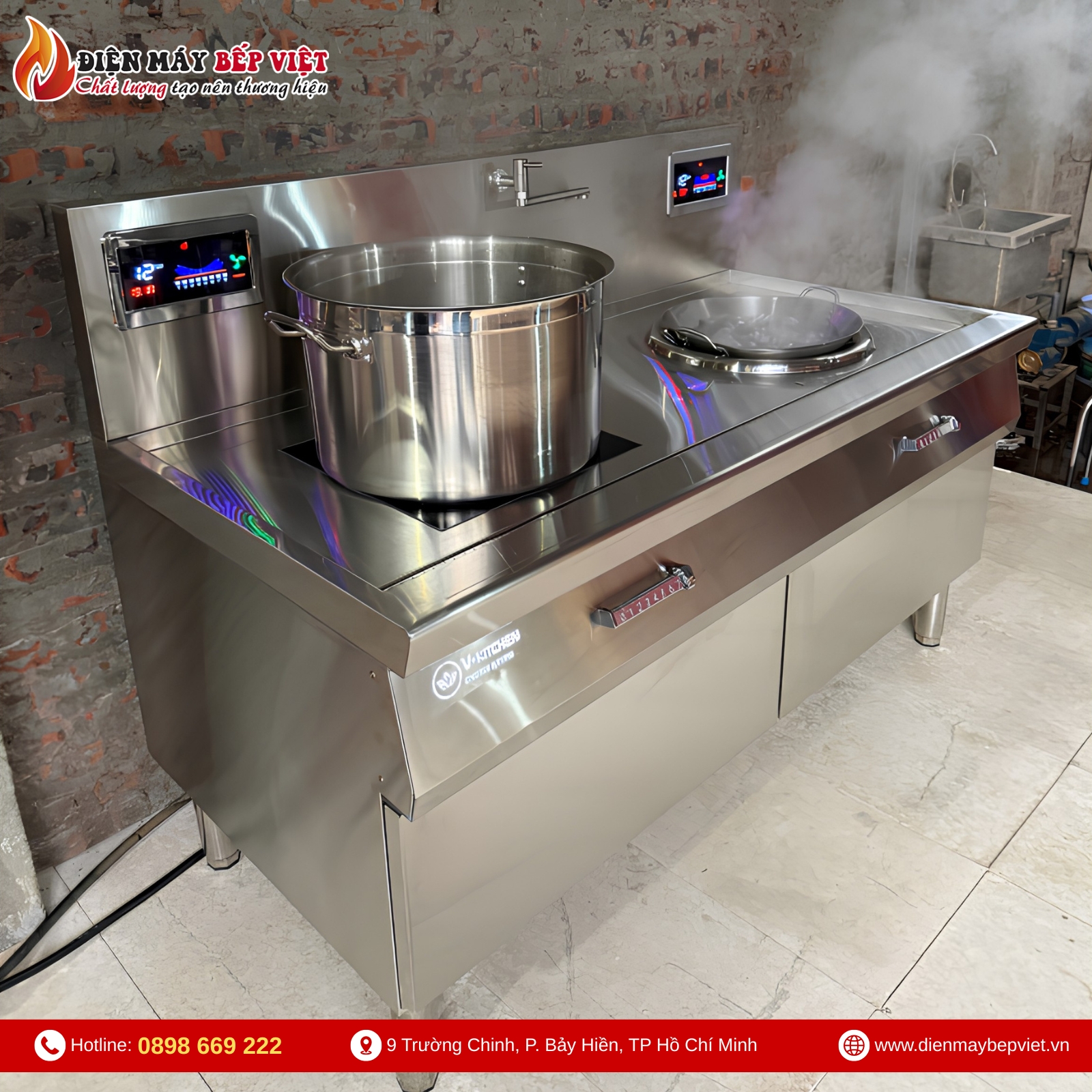 Bếp Đôi Điện Từ 1 Họng Phẳng 1 Họng Lõm BV12