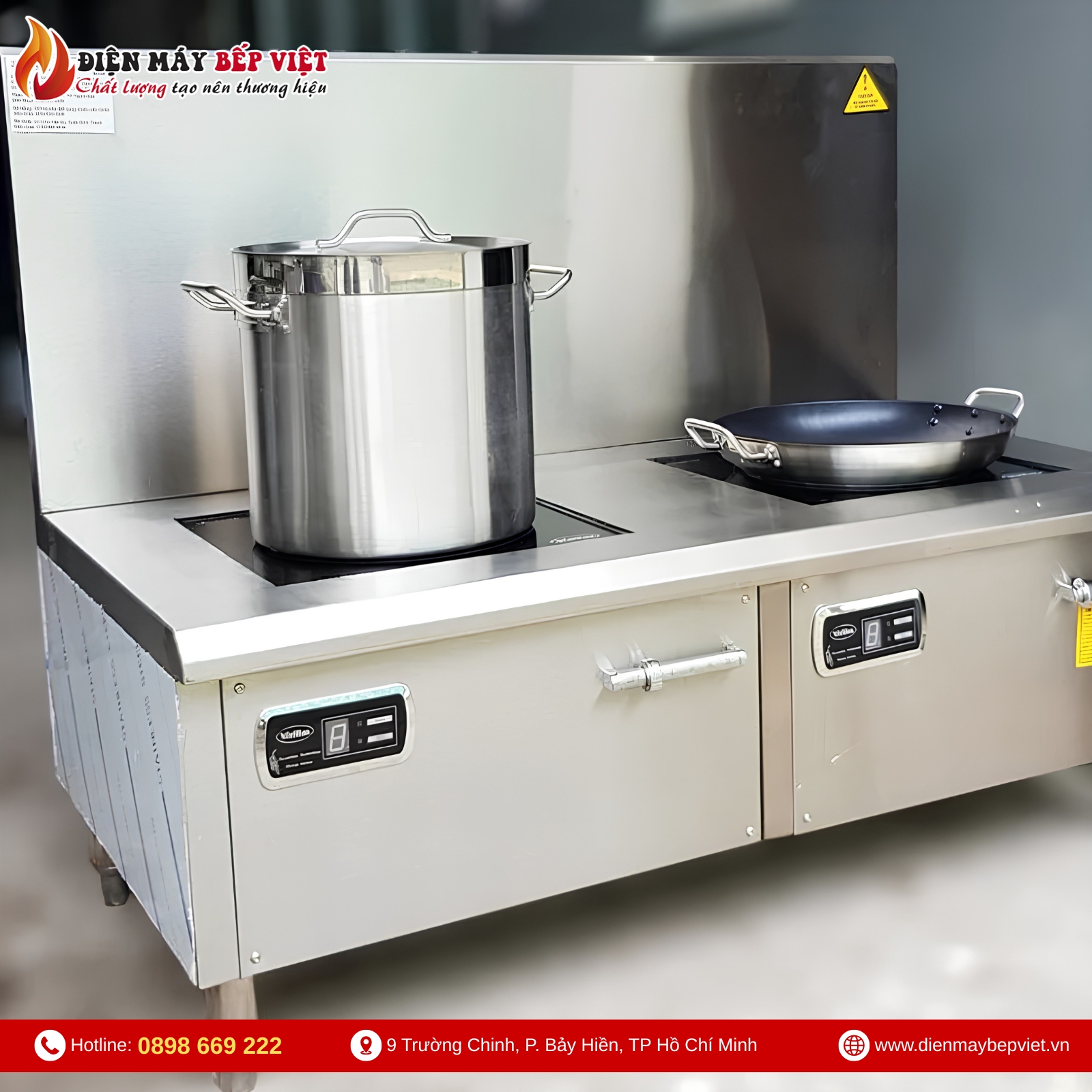 Bếp Đôi Điện Từ 1 Họng Phẳng 1 Họng Lõm BV12