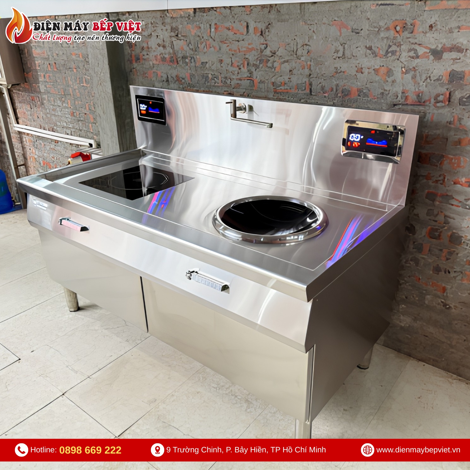 Bếp Đôi Điện Từ 1 Họng Phẳng 1 Họng Lõm BV12