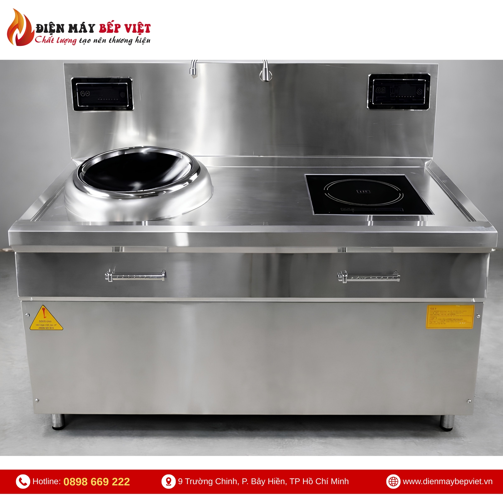 Bếp Đôi Điện Từ 1 Họng Phẳng 1 Họng Lõm BV12