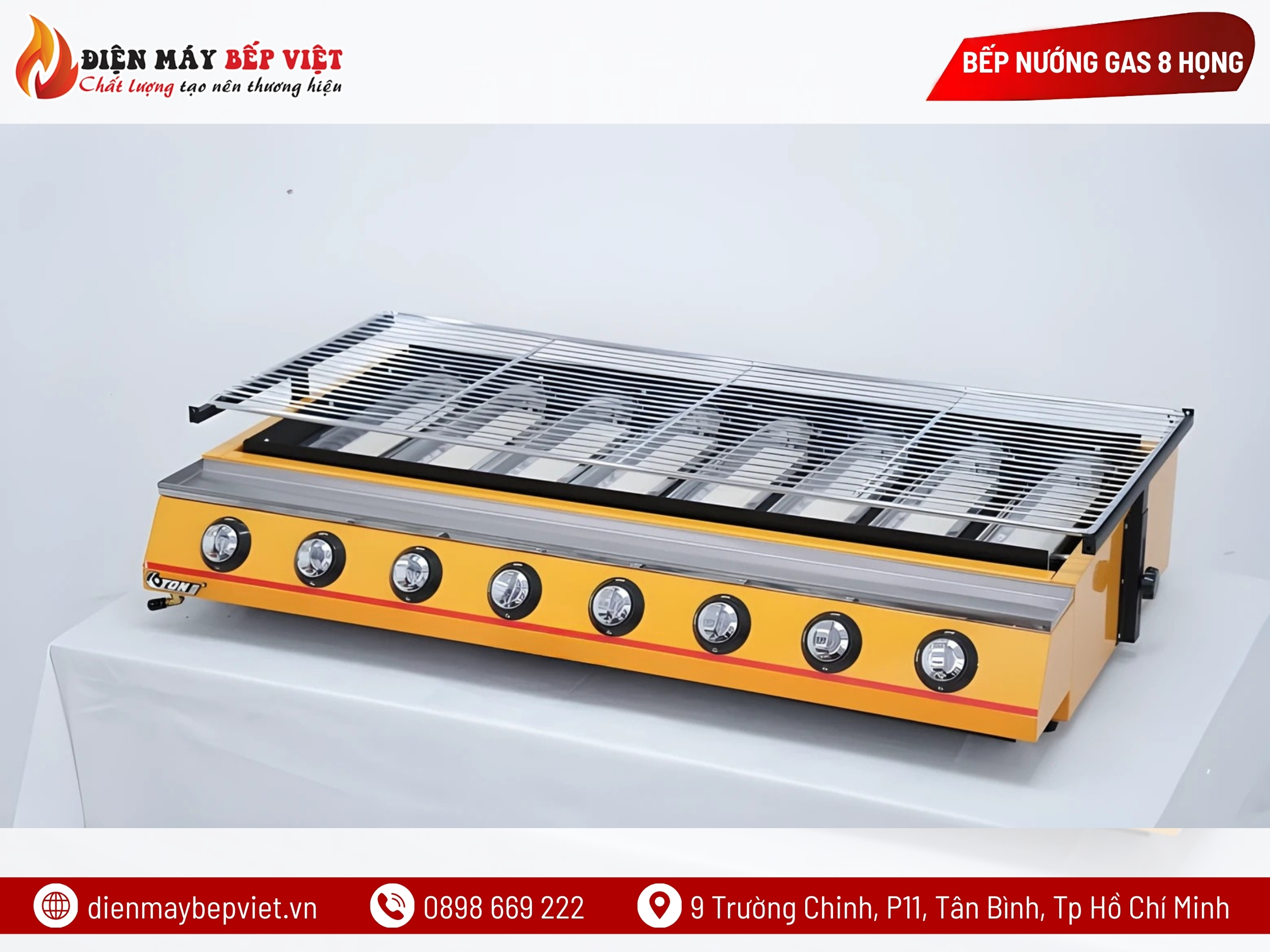 Bếp ga nướng hàu 8 họng ngắn