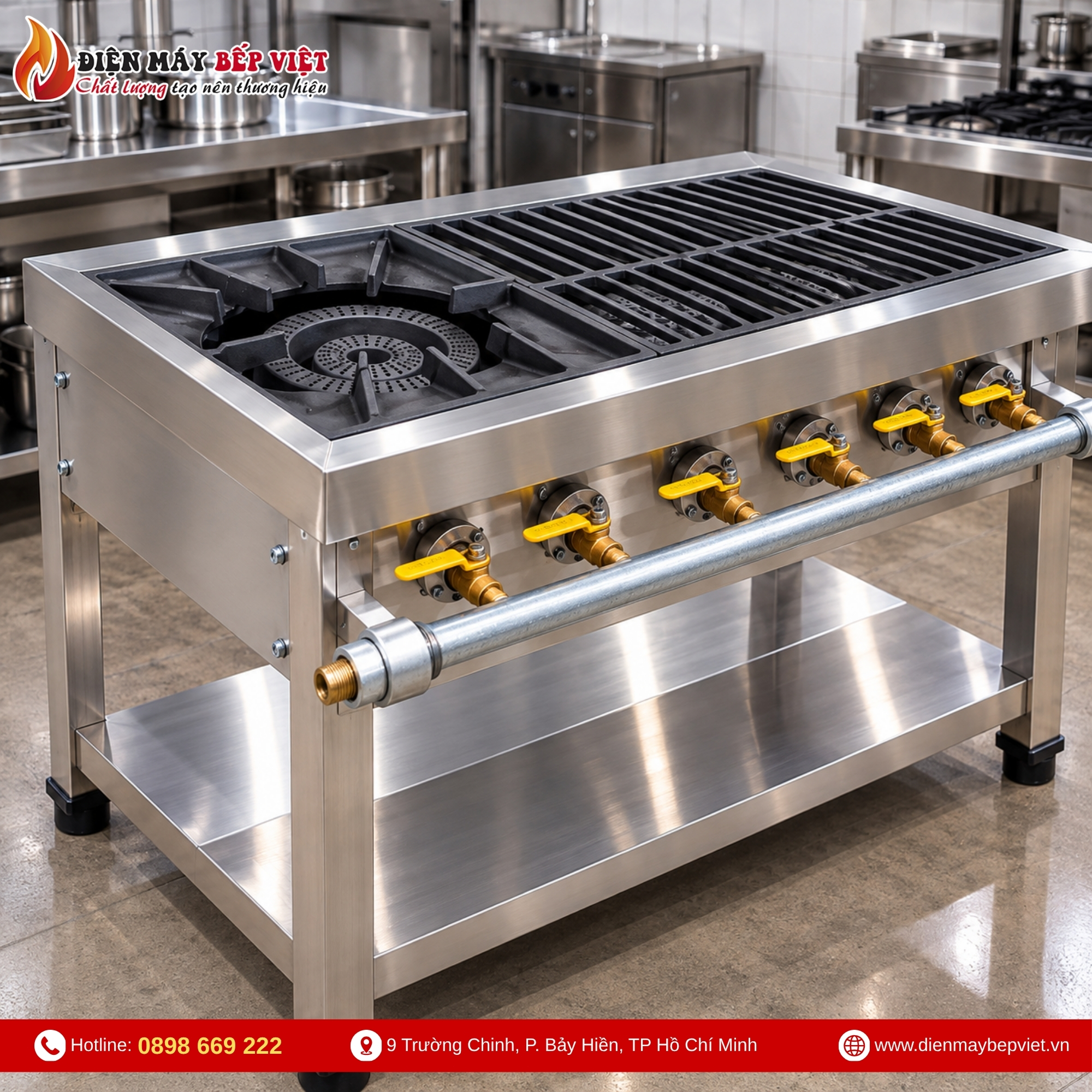 Bếp gas công nghiệp 1 họng lớn 4 họng nhỏ - hình ảnh sản phẩm