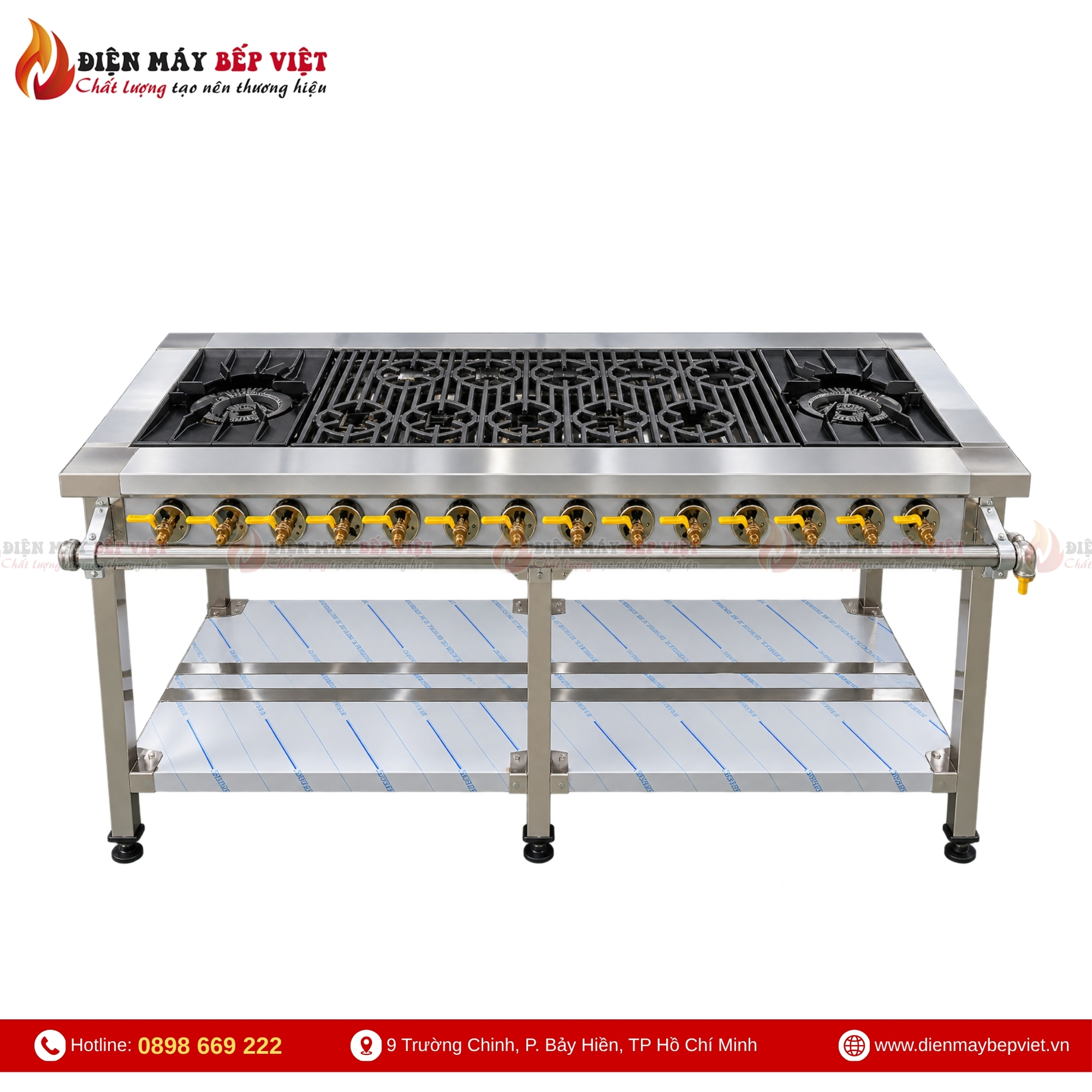 Bếp Gas Công Nghiệp 2 Họng Lớn 10 Họng Nhỏ