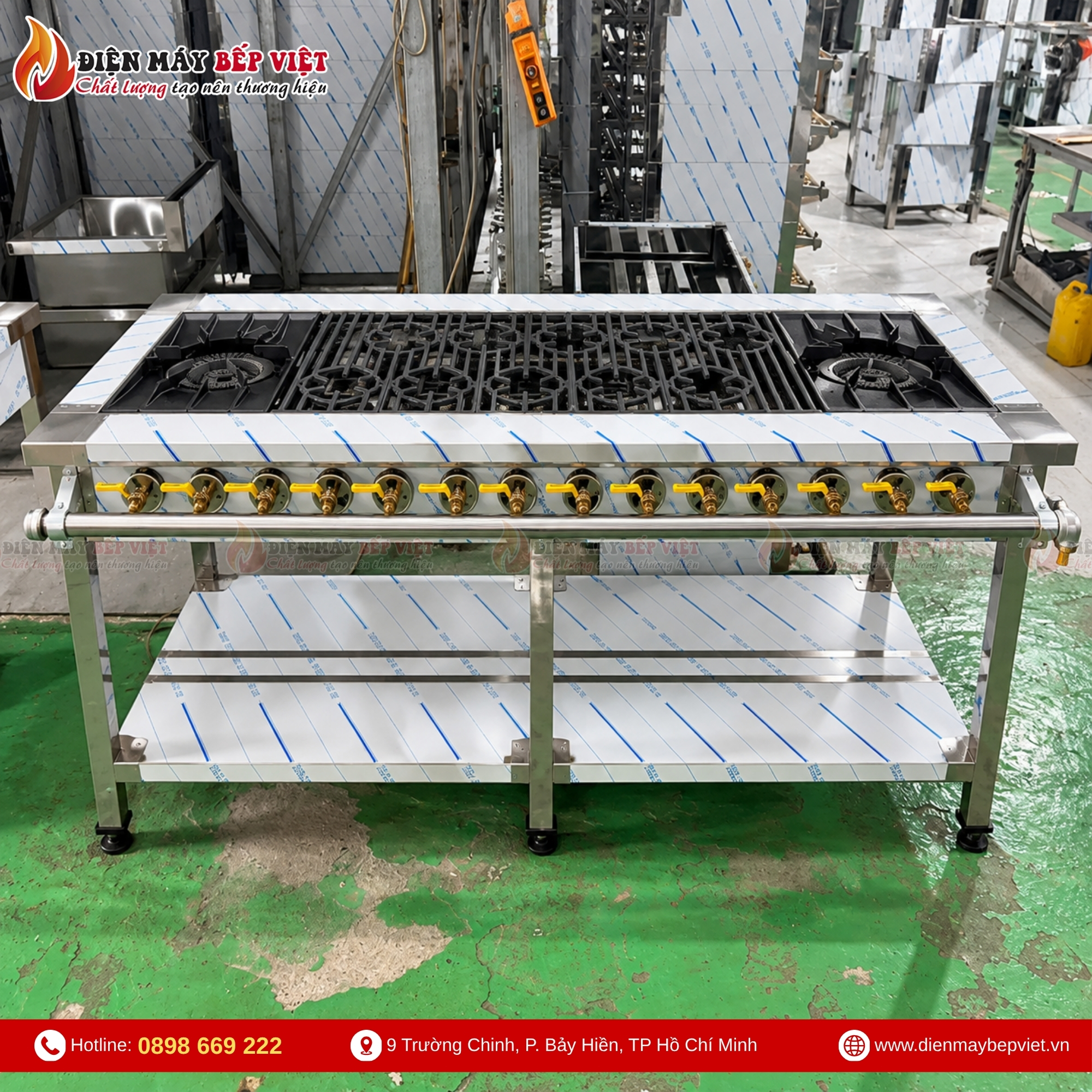Bếp Gas Công Nghiệp 2 Họng Lớn 10 Họng Nhỏ
