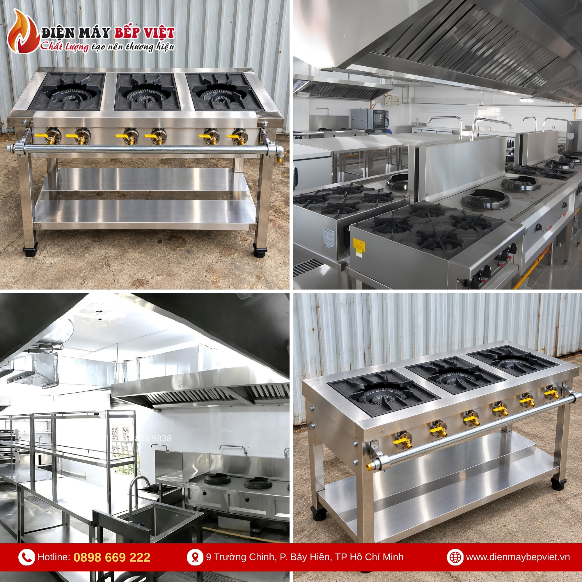 Bếp gas ba họng lớn 1200x600x800mm