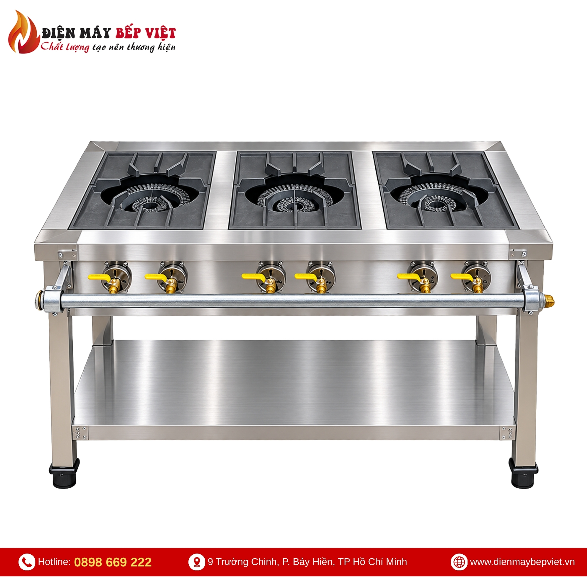 Bếp gas công nghiệp 3 họng lớn 1200x600x800mm tại Điện Máy Bếp Việt