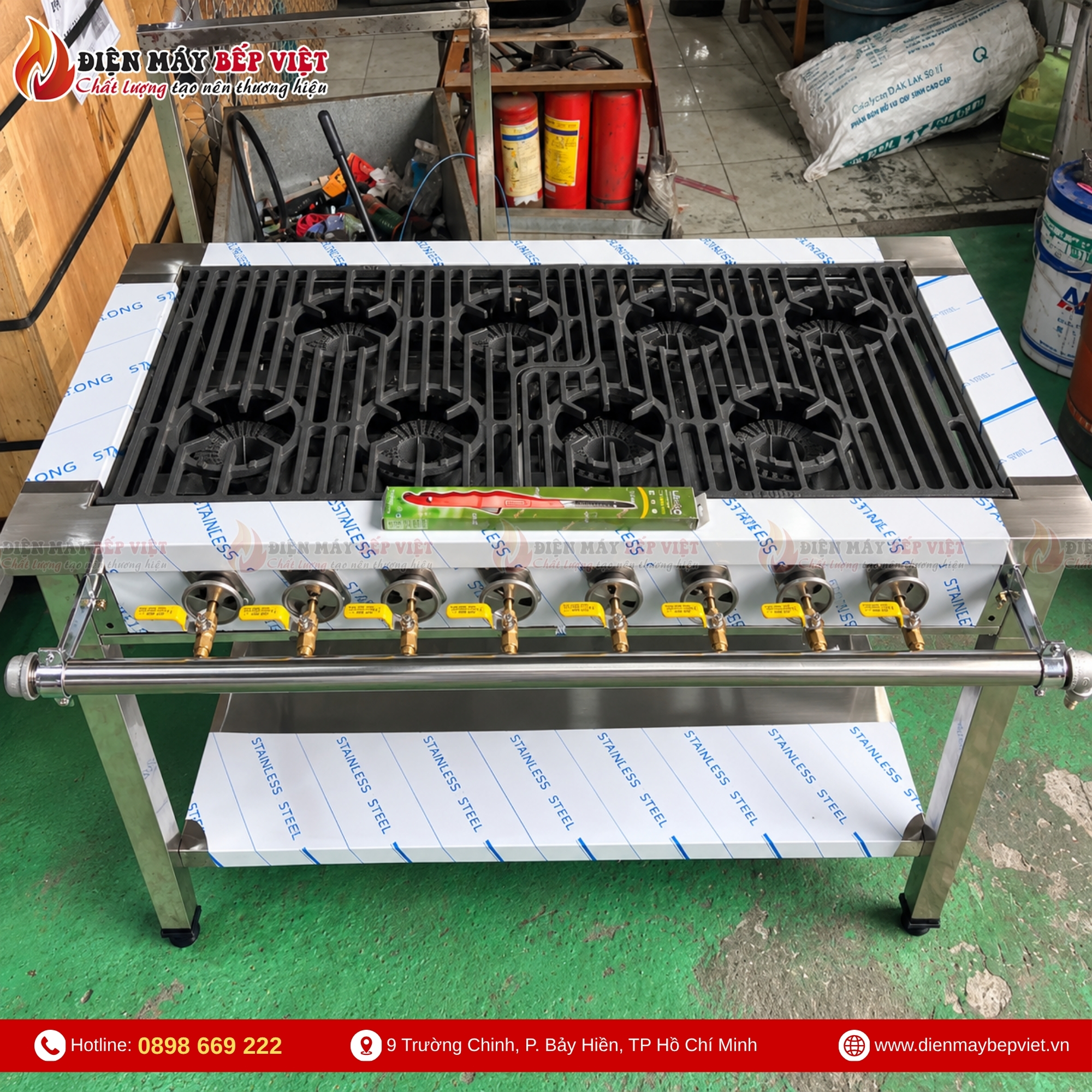 Hình ảnh bếp gas công nghiệp tám họng nhỏ 1200x600x800mm