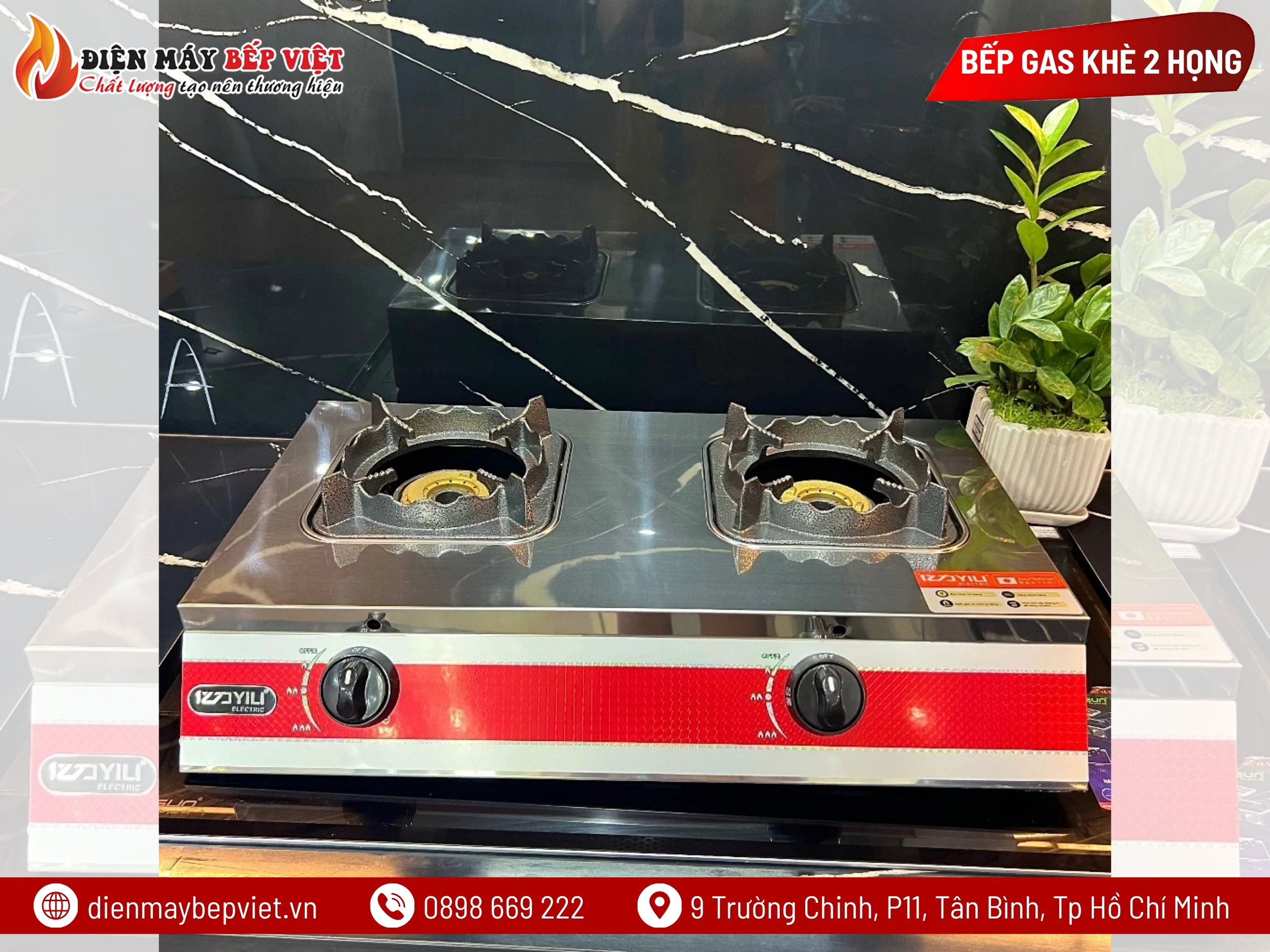 Bếp Gas Công Nghiệp Khè 2 Họng