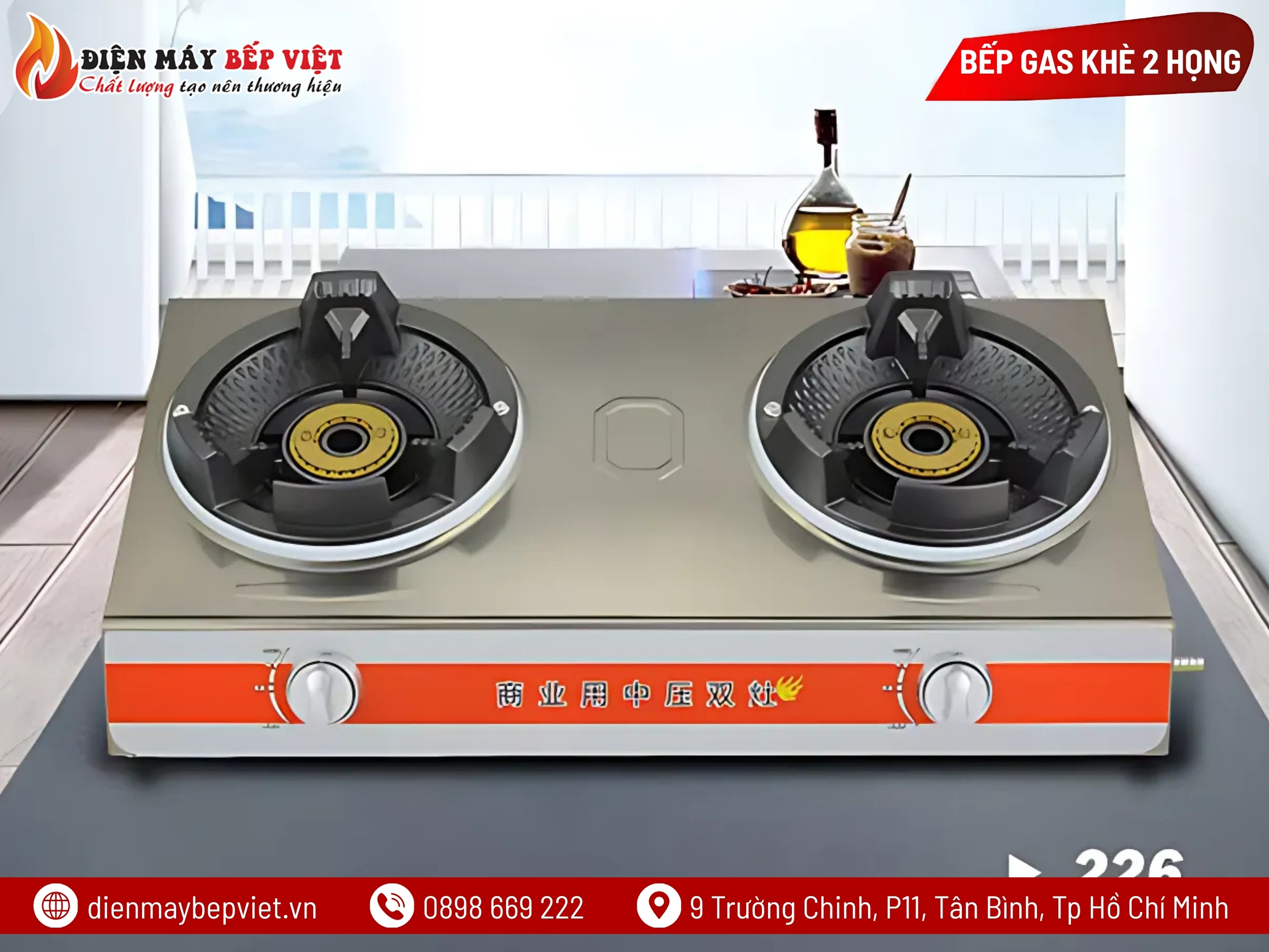 Bếp Gas Công Nghiệp Khè 2 Họng