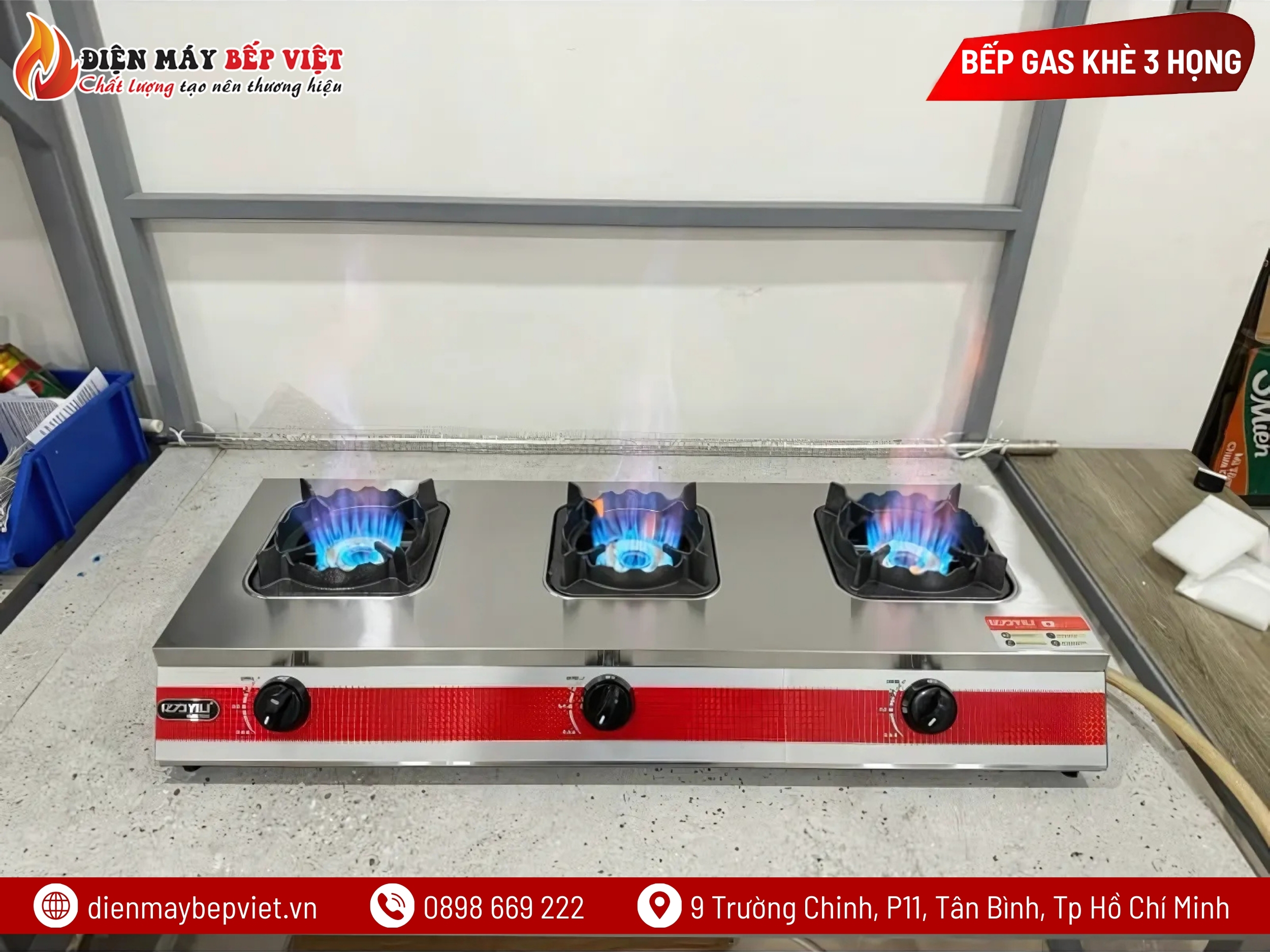 Bếp Gas Công Nghiệp Khè 3 Họng