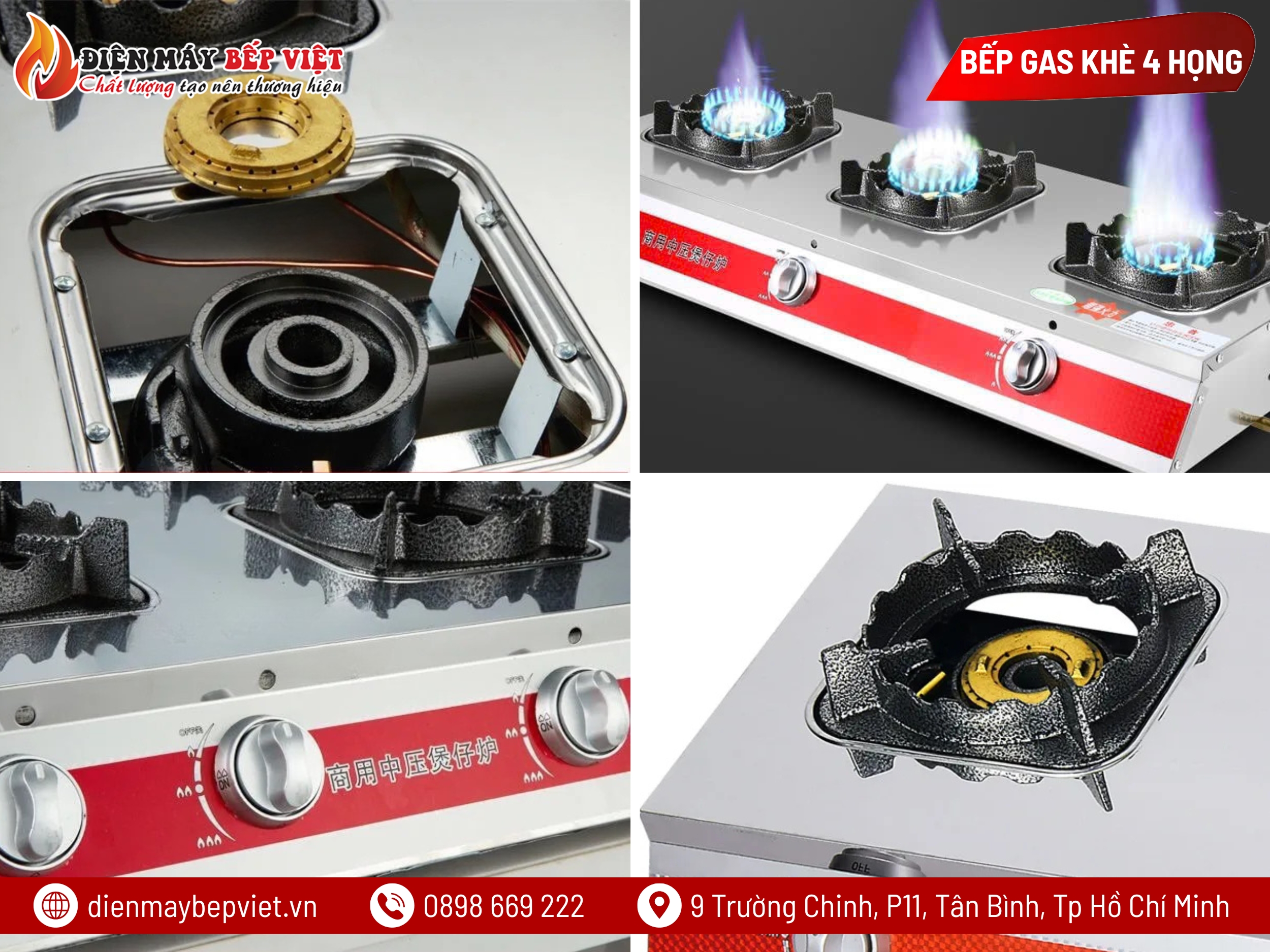 Bếp Gas Công Nghiệp Khè 4 Họng