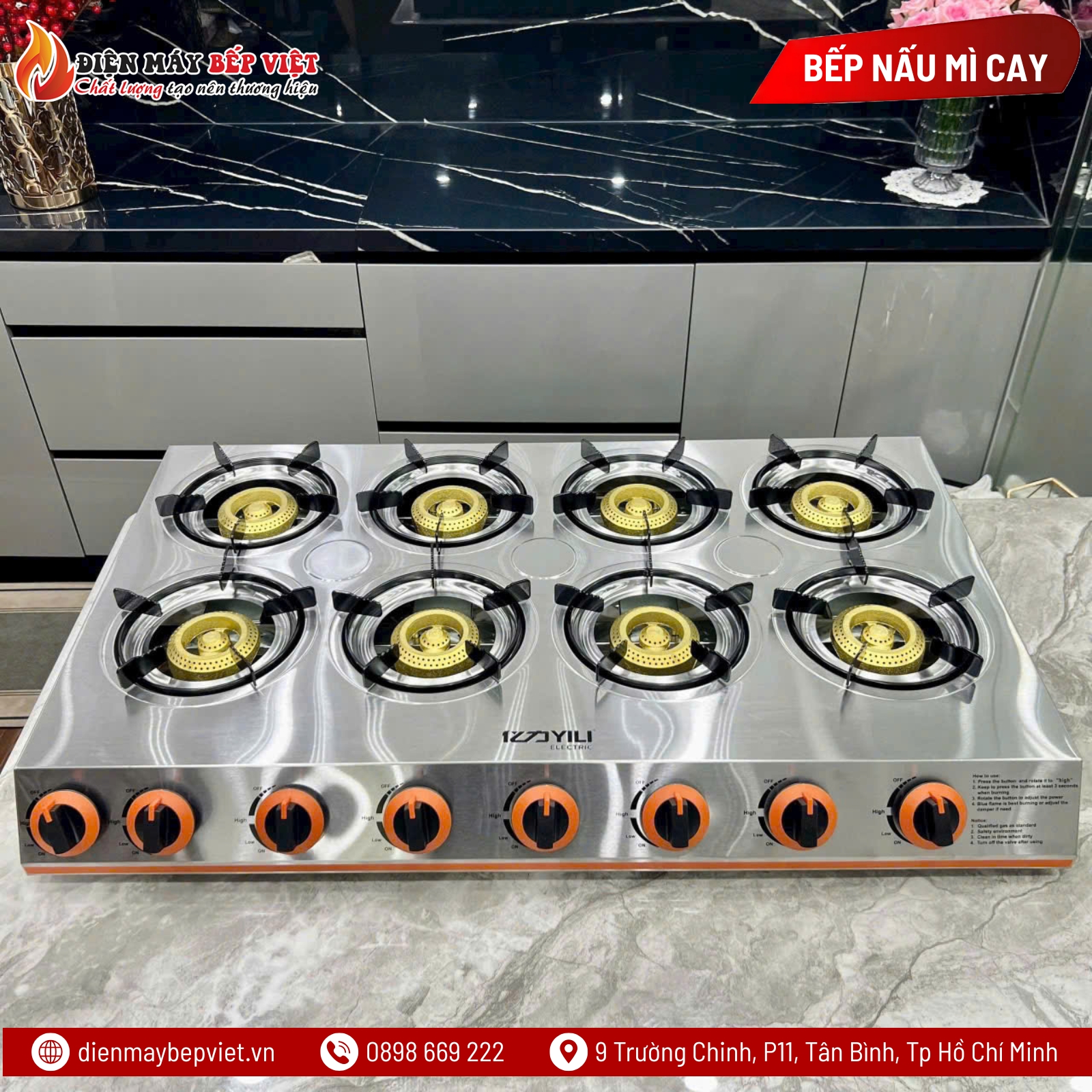 Bếp Gas Nấu Mì Cay 8 Họng BG08