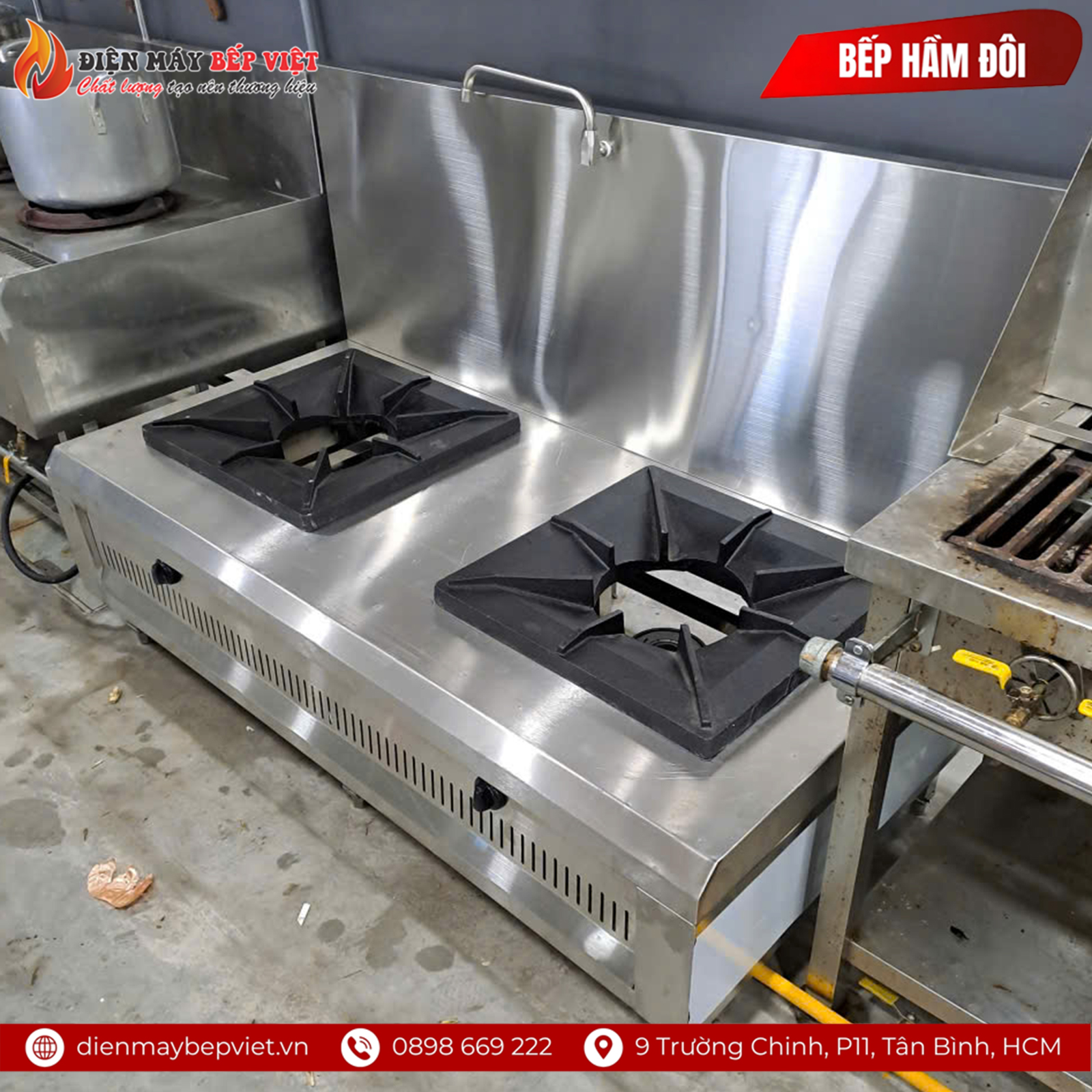 Bếp Hầm Đôi 2 Họng + 1 Vòi Nước