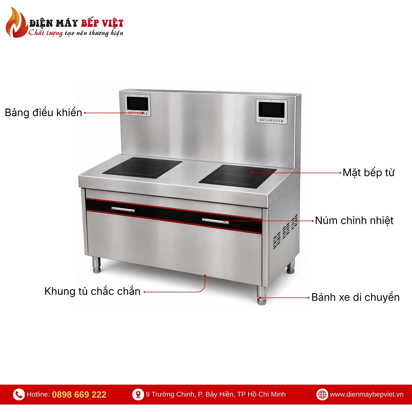 Bếp Hầm Đôi Điện Từ Mặt Vuông BV02