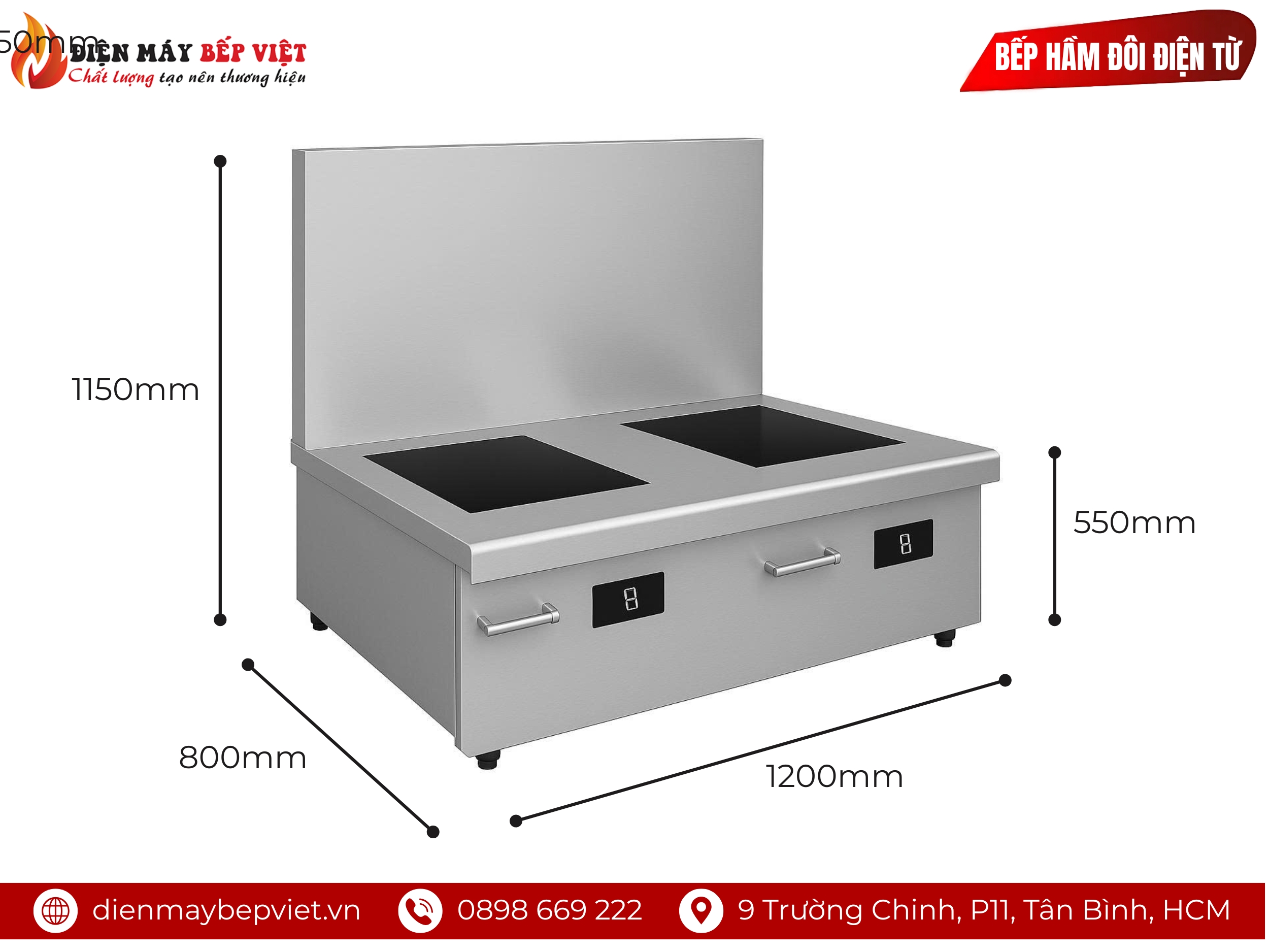 Bếp Hầm Đôi Điện Từ Phẳng Kính