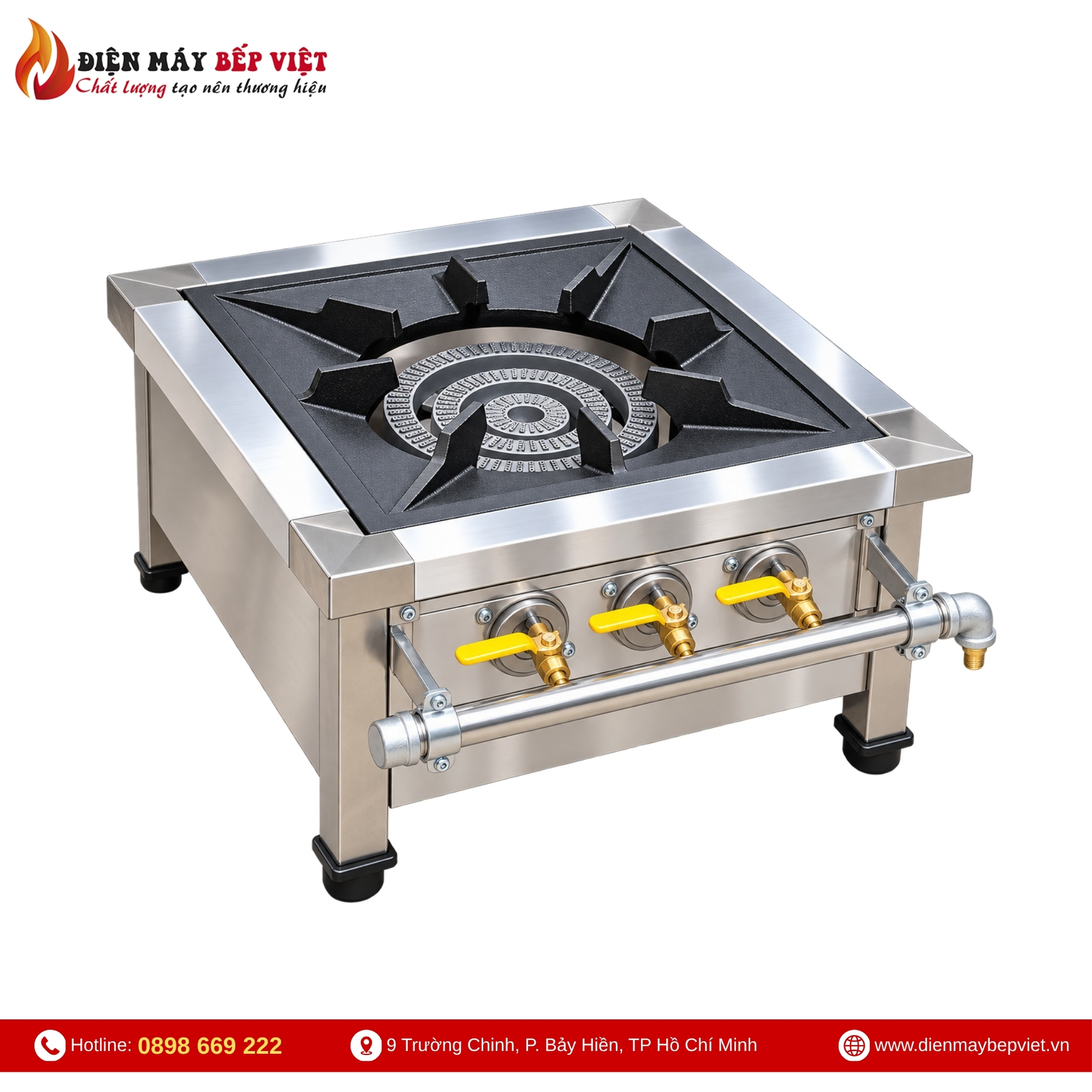 Bếp hầm đơn công nghiệp 1 họng gas kích thước 600x600x450mm
