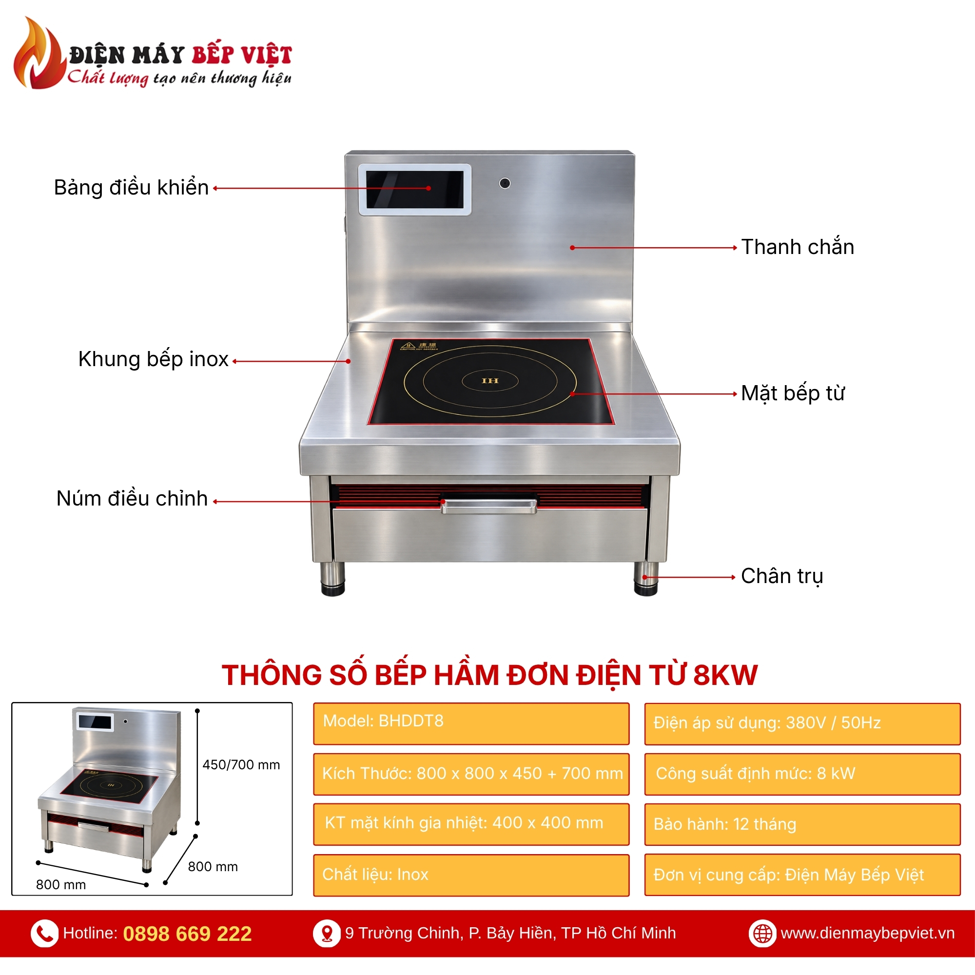 Bếp Hầm Đơn Điện Từ 8kW