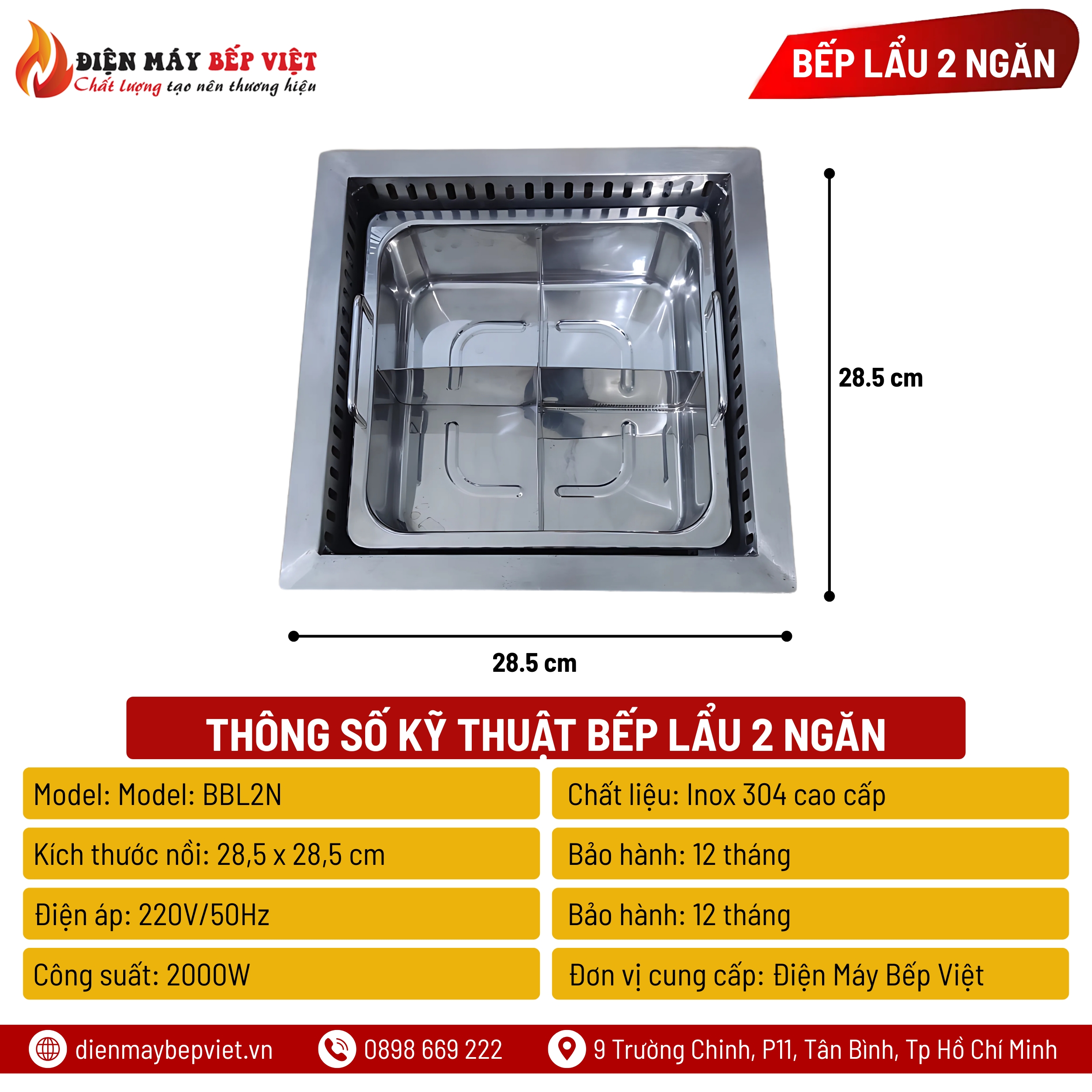 Bếp Lẩu 2 Ngăn 2000W