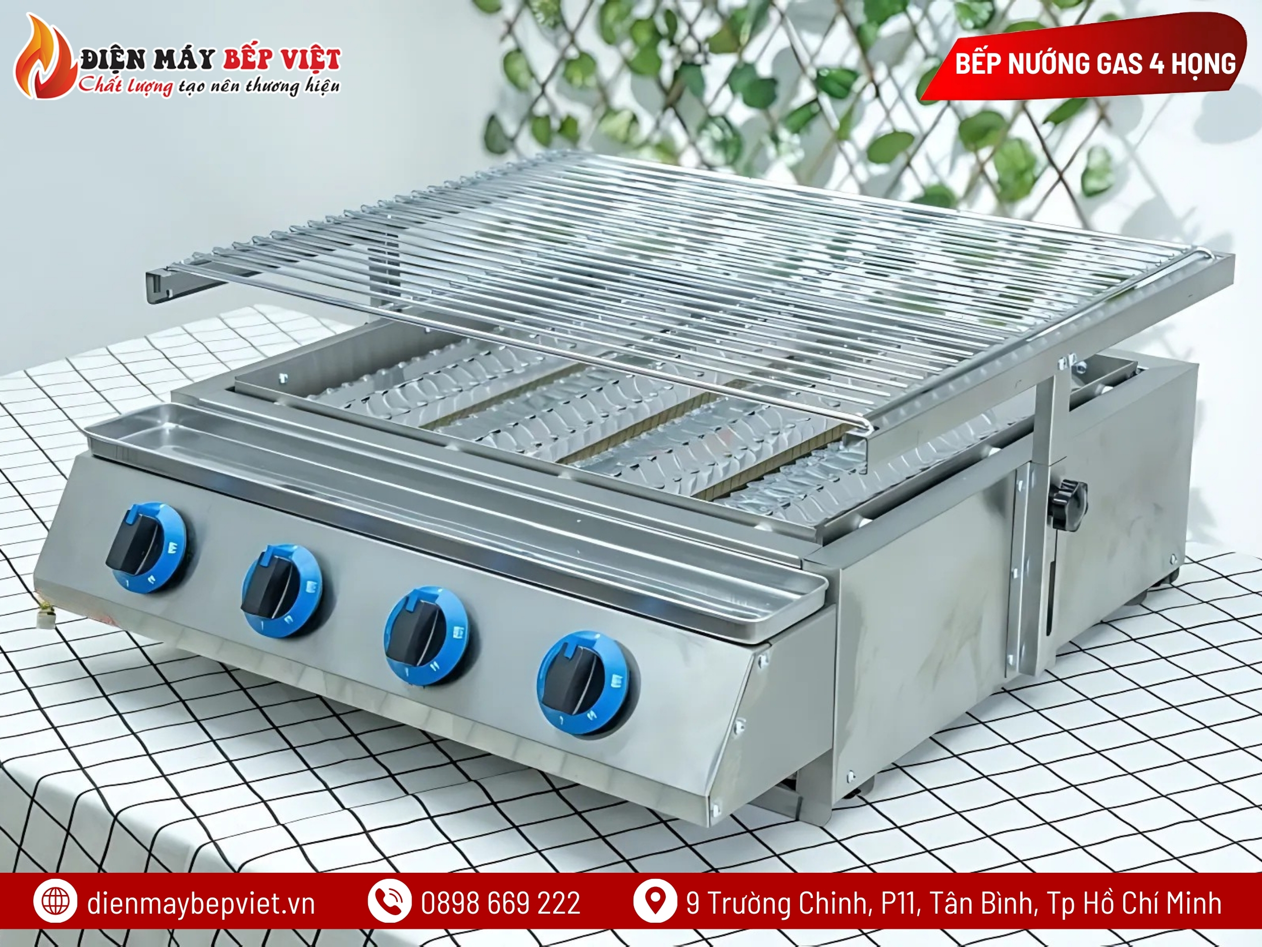 Bếp Nướng Gas 4 Họng Dài