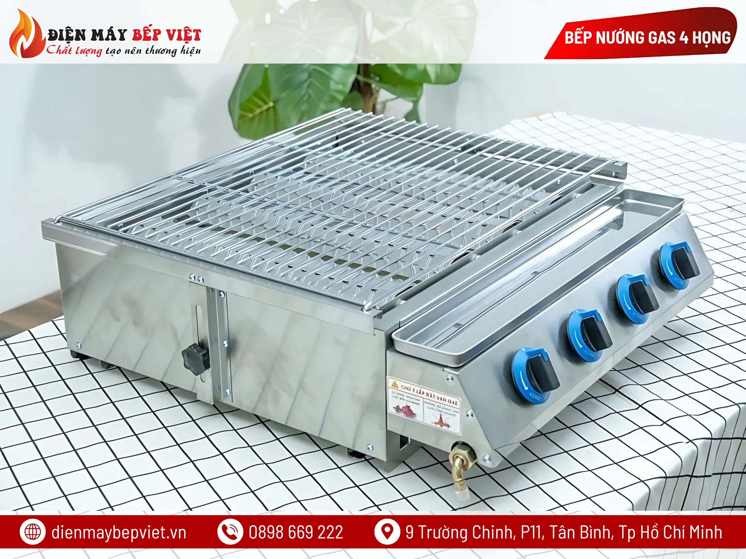 Bếp Nướng Gas 4 Họng Dài