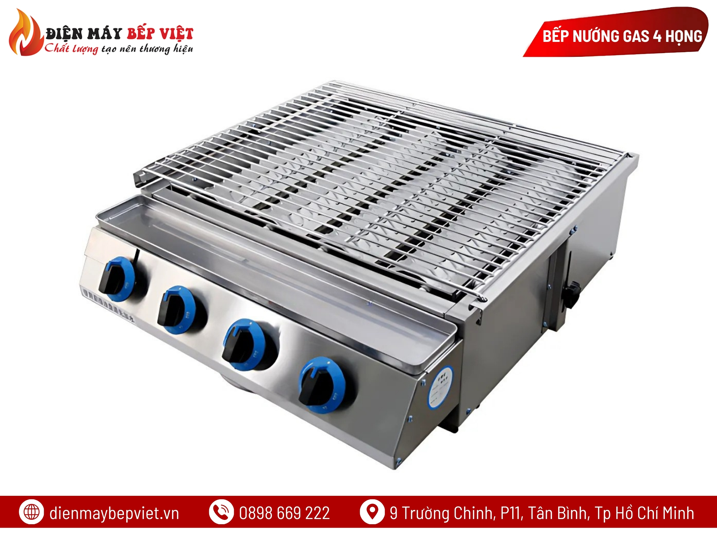 Bếp Nướng Gas 4 Họng Dài