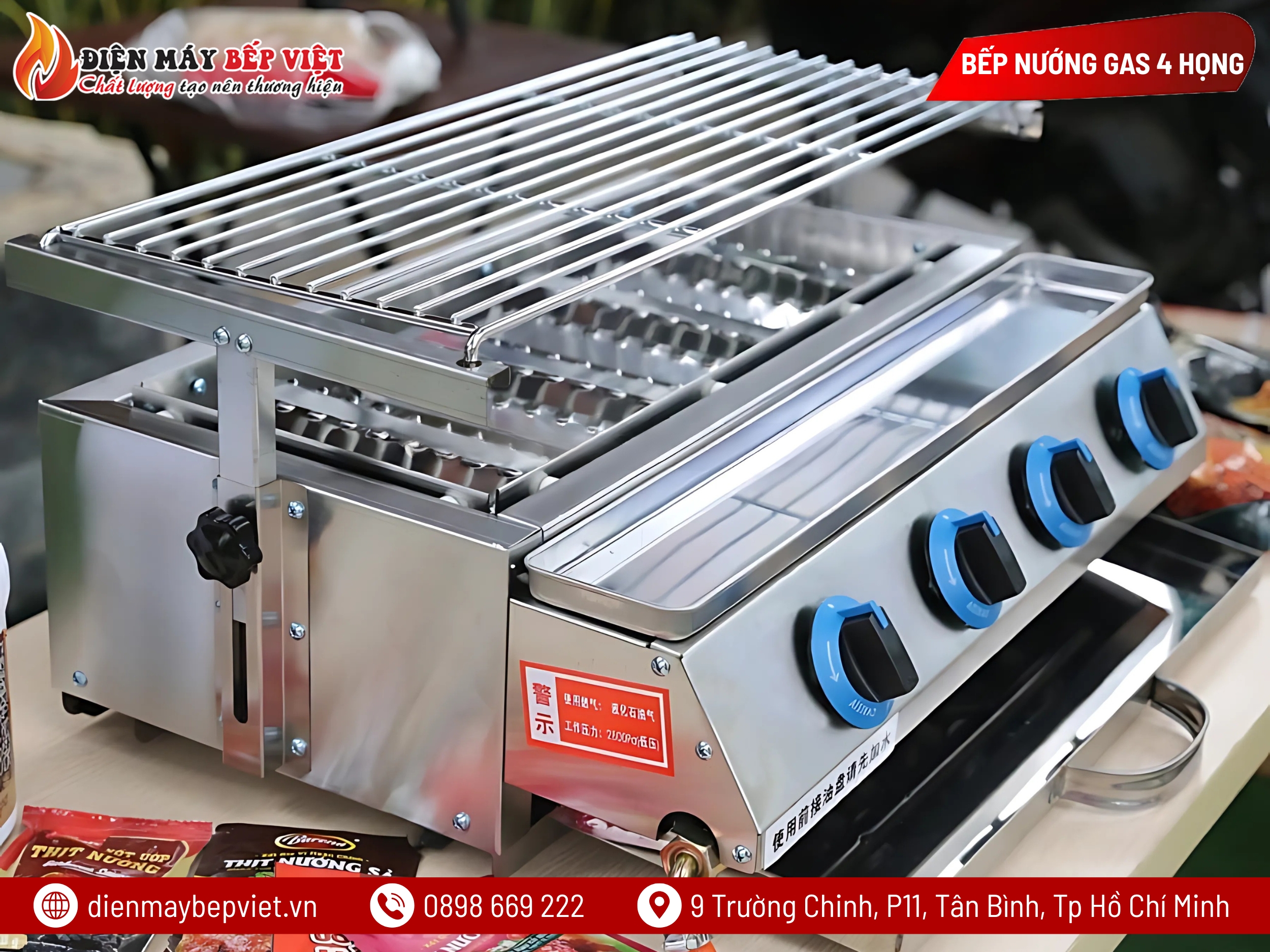 Bếp Nướng Gas 4 Họng Ngắn