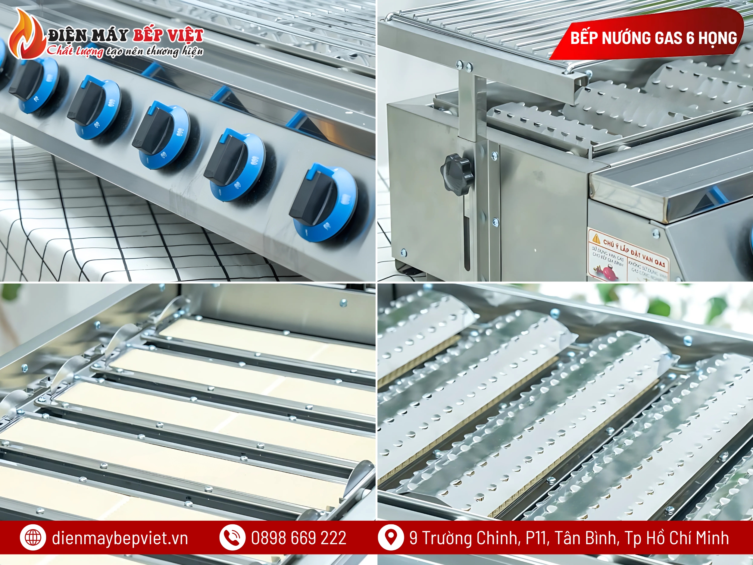 Bếp Nướng Gas 6 Họng Ngắn