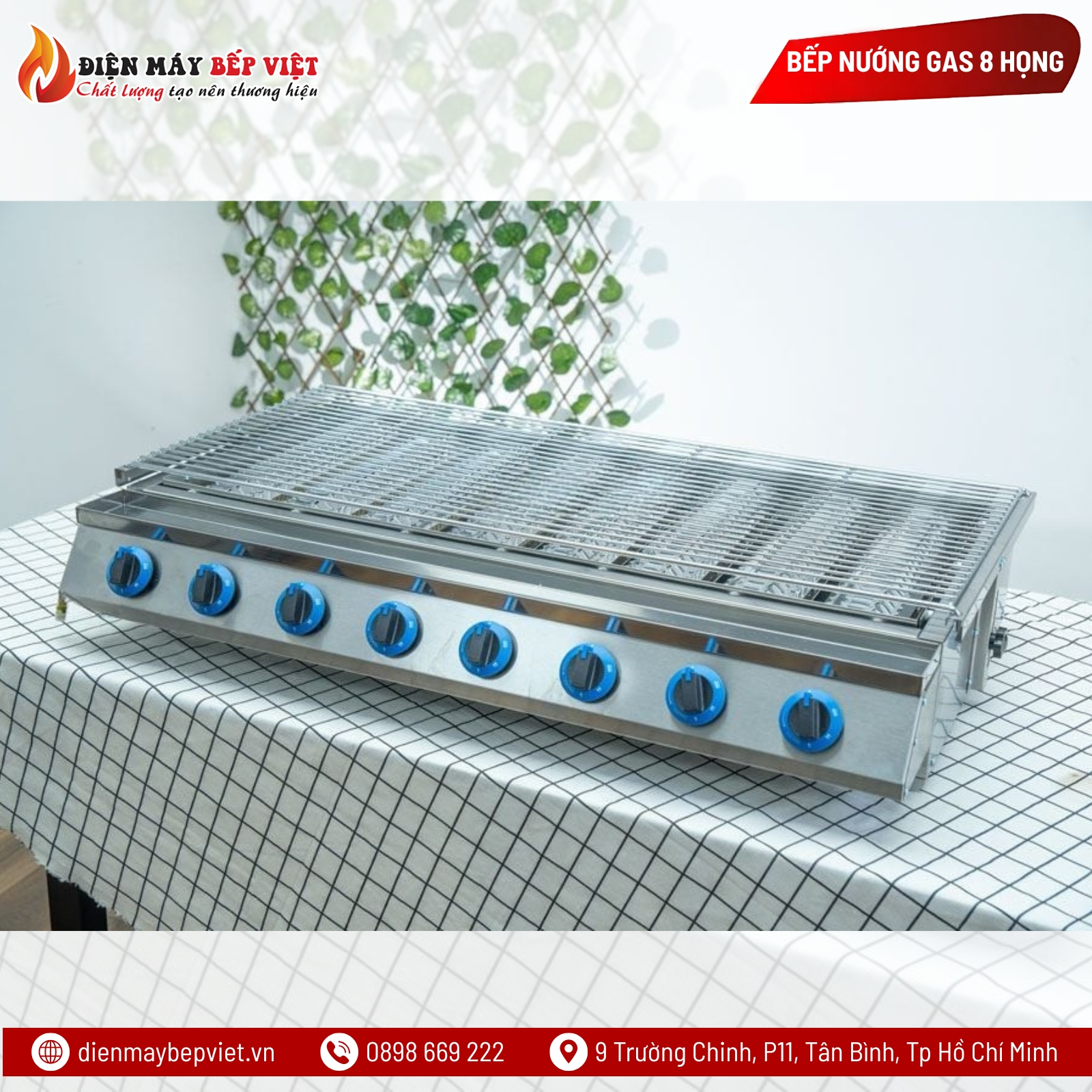 Bếp Nướng Gas 8 Họng Dài