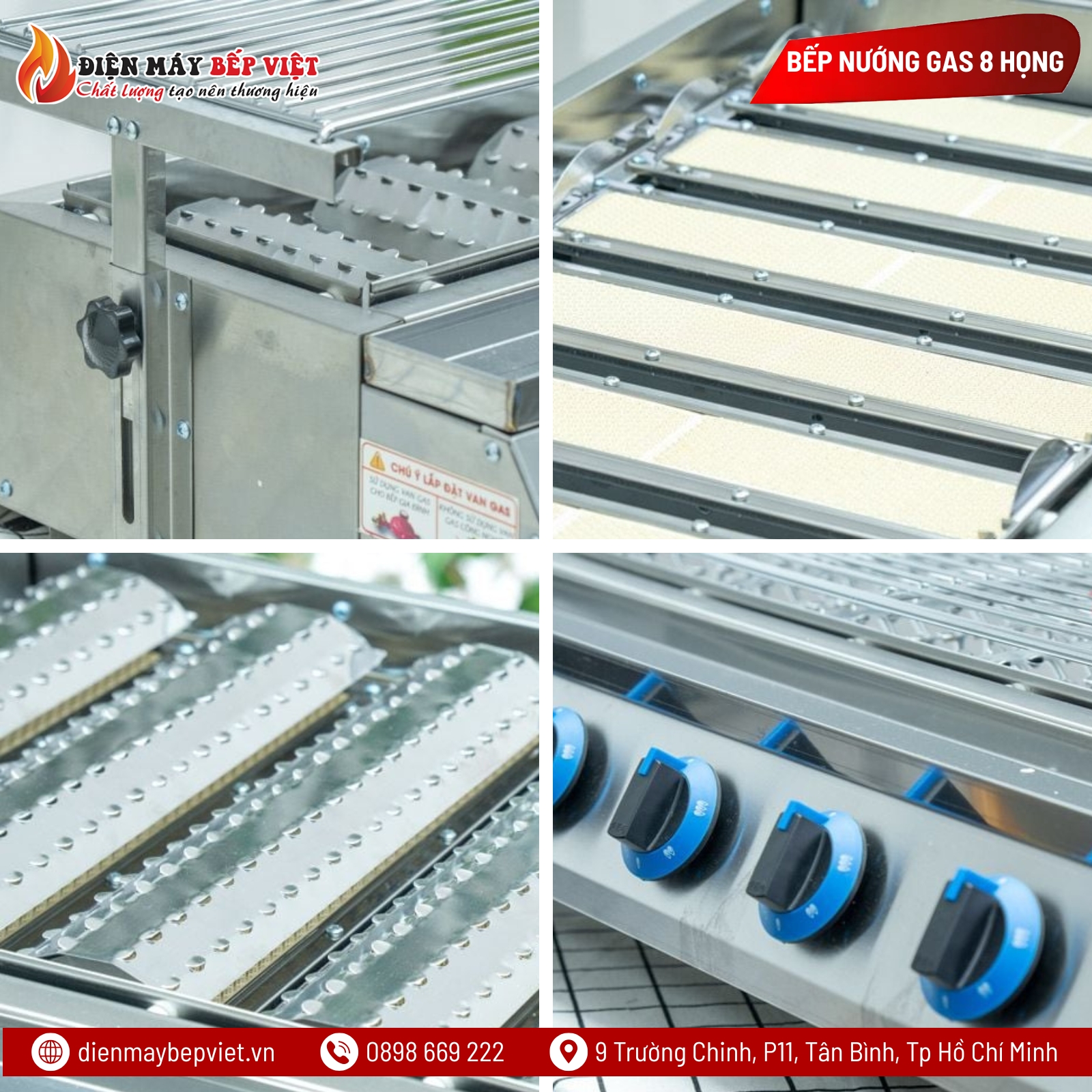 Bếp Nướng Gas 8 Họng Dài