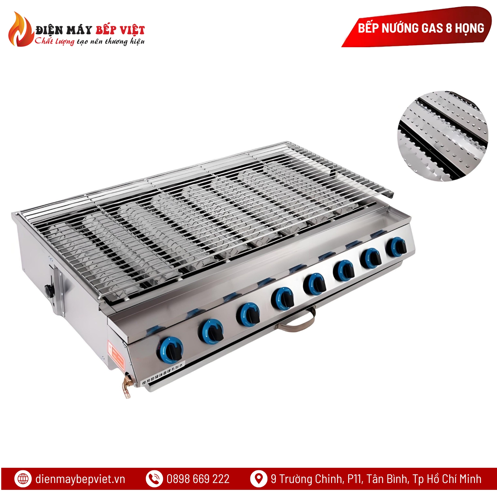 Bếp Nướng Gas 8 Họng Dài