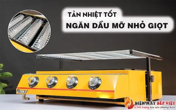 Bếp nướng gas không khói 4 họng tản nhiệt tốt