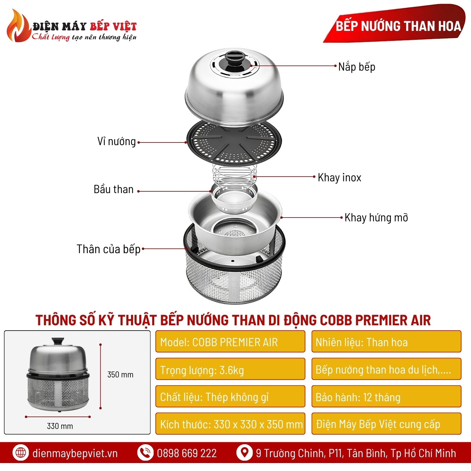 Bếp Nướng Than Di Động COBB Premier Air