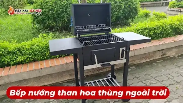 Bếp nướng than hoa thùng diện tích nướng rộng rãi, giữ nhiệt tốt