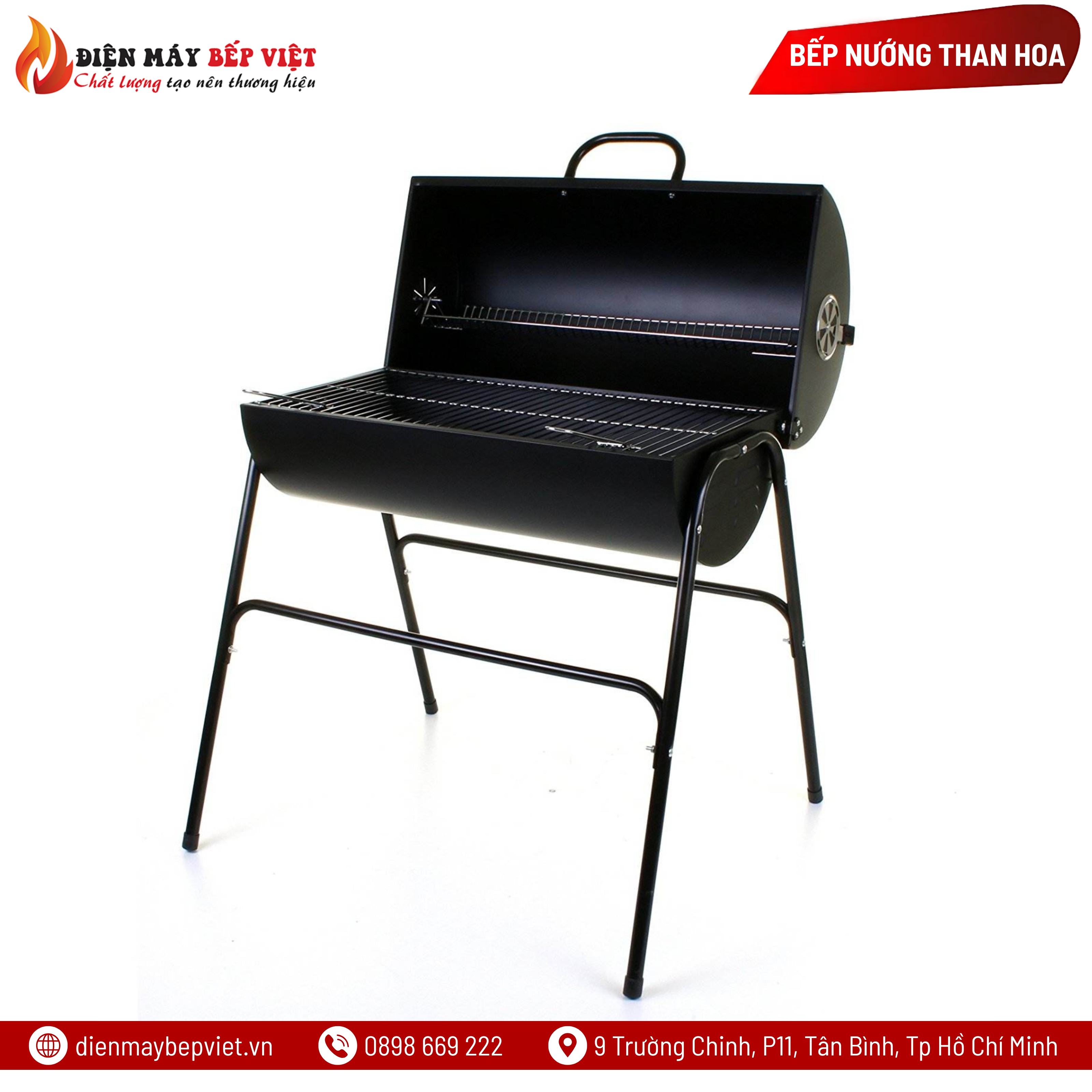 Bếp Nướng Than Hoa Barel Có Nắp Đậy