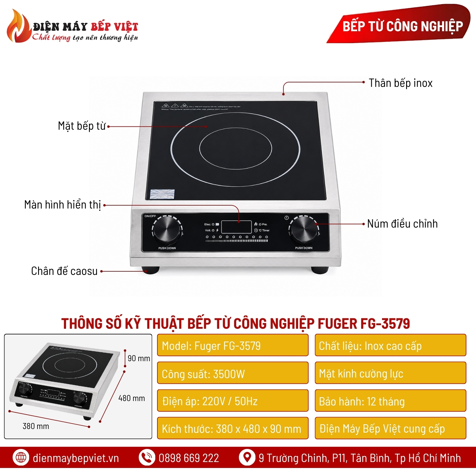 Bếp Từ Công Nghiệp Fuger FG-3579 (3500W)