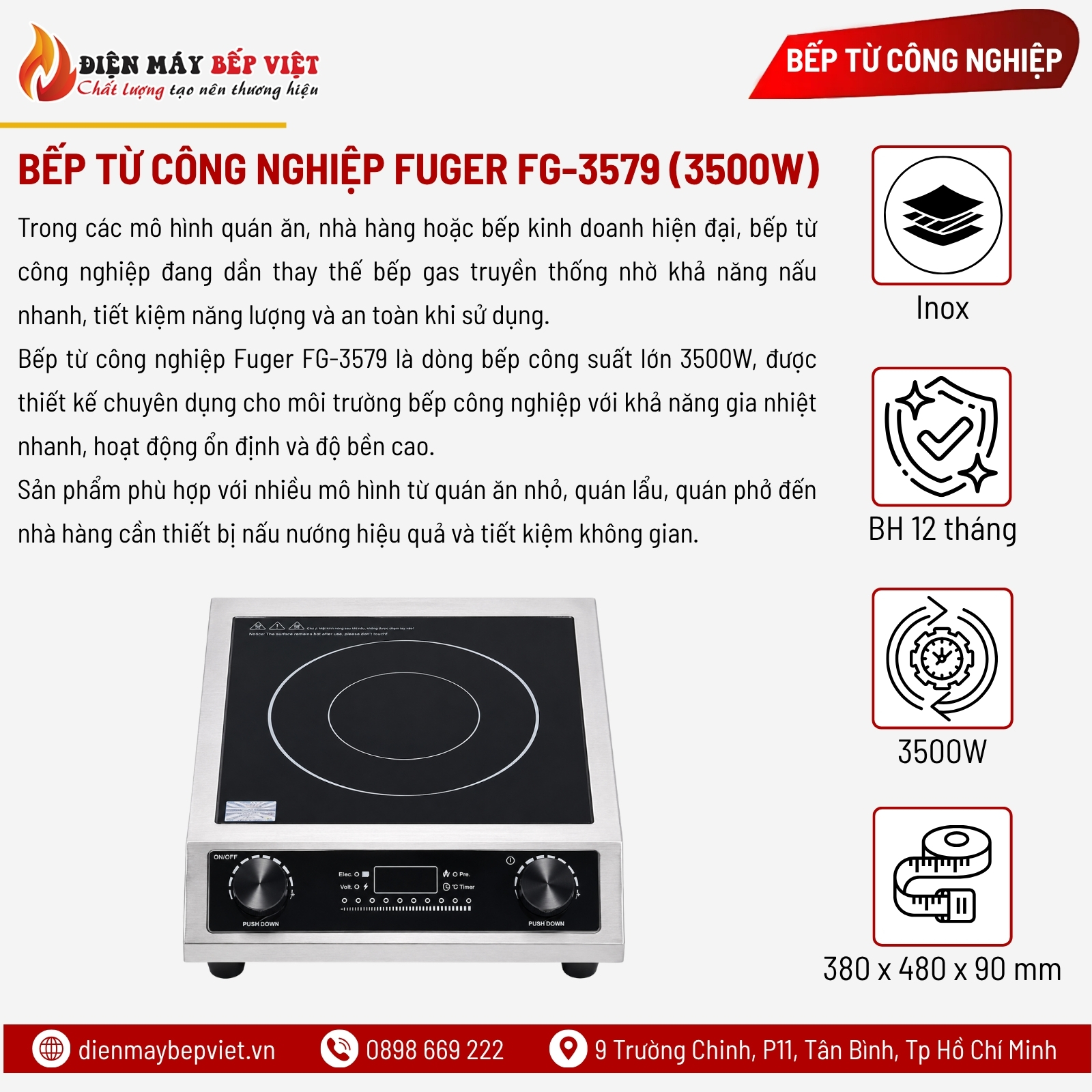 Bếp Từ Công Nghiệp Fuger FG-3579 (3500W)